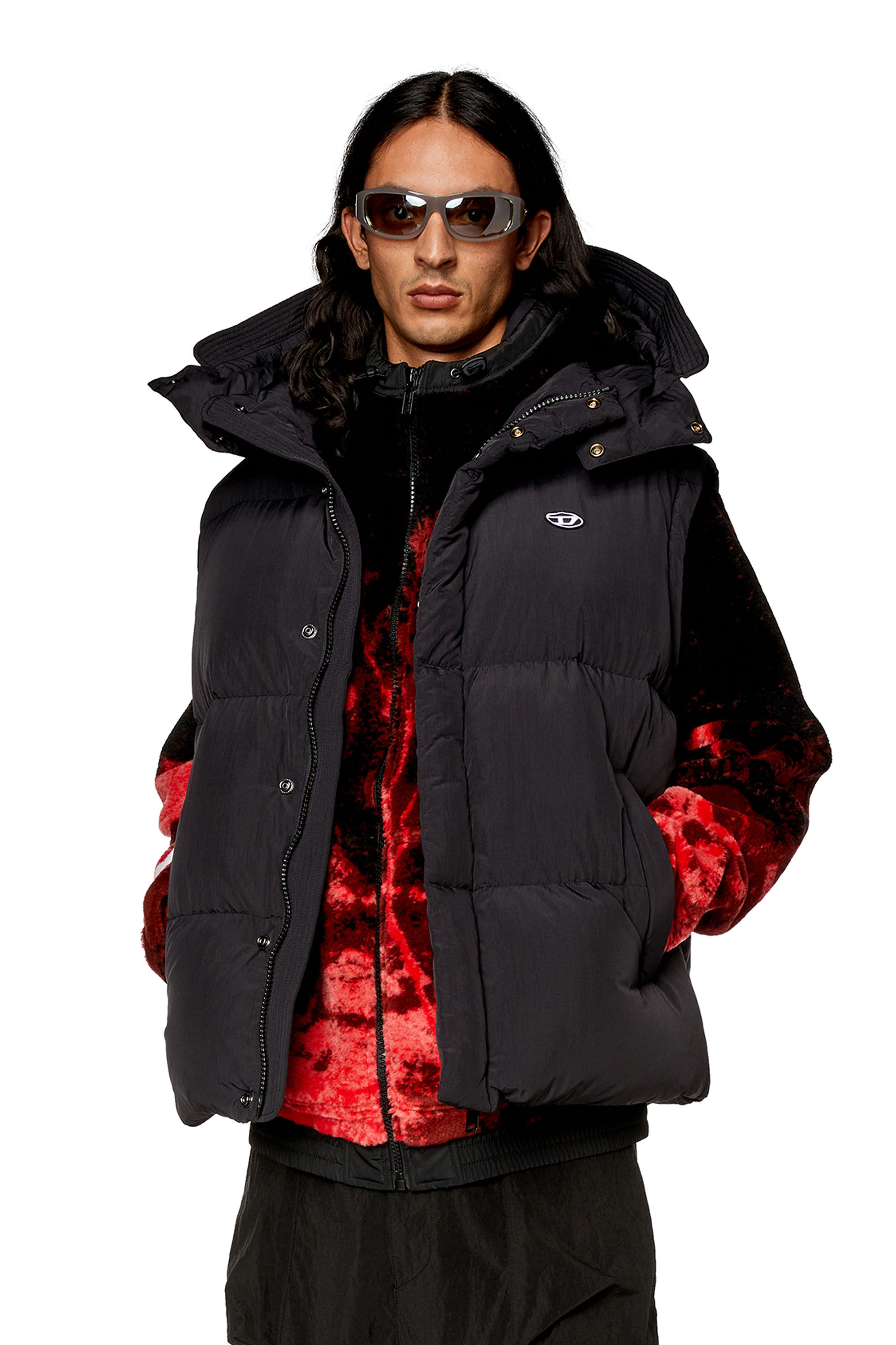 Diesel - W-ROLFYS-SL, Chaleco de plum&oacute;n en taslan de nailon reciclado Hombre in Negro - 3