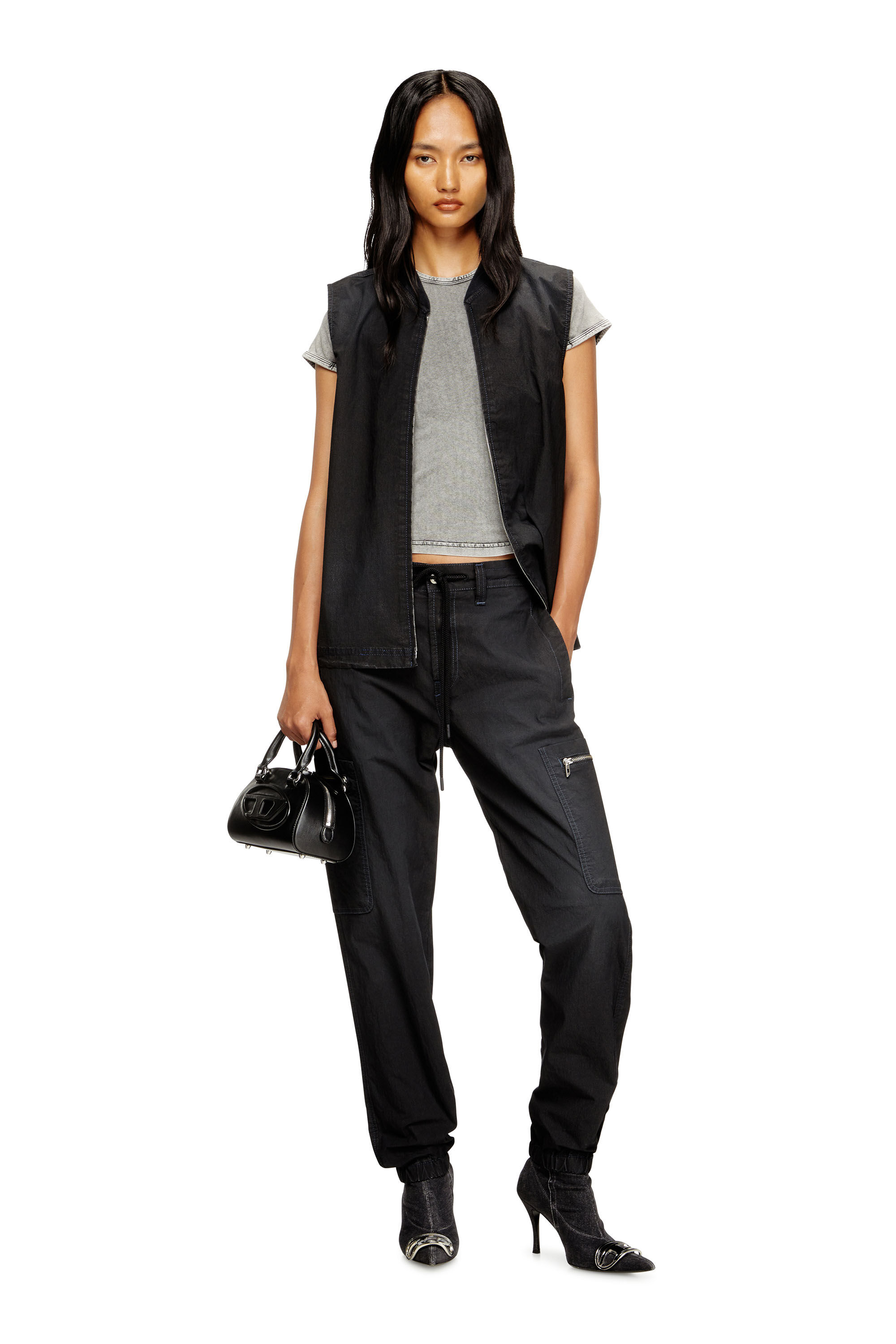 Diesel - D-SUND-D-N JOGG, Unisex's Sleeveless technical JoggJeans vest in Black/Dark grey - 6