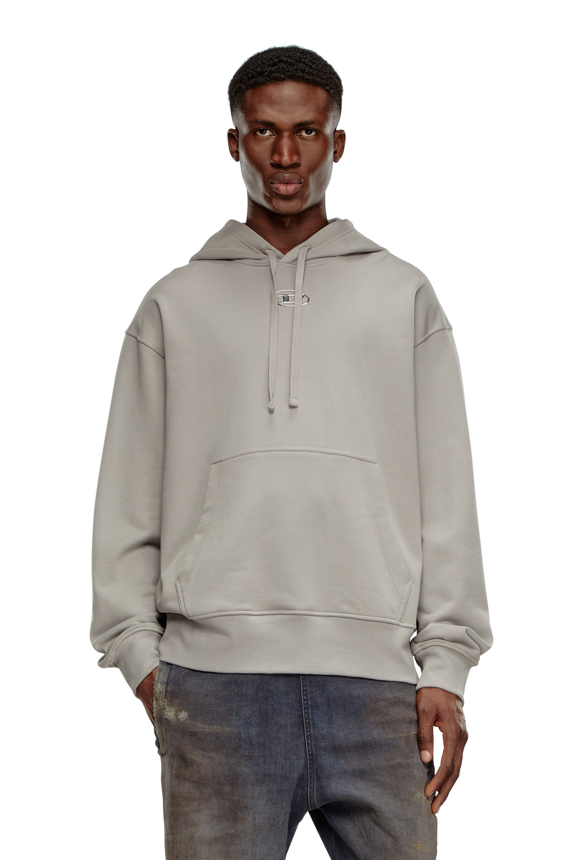 Diesel - S-MACS-HOOD-OD, Male's Oversized hoodie with metallic logo in Grey - 3