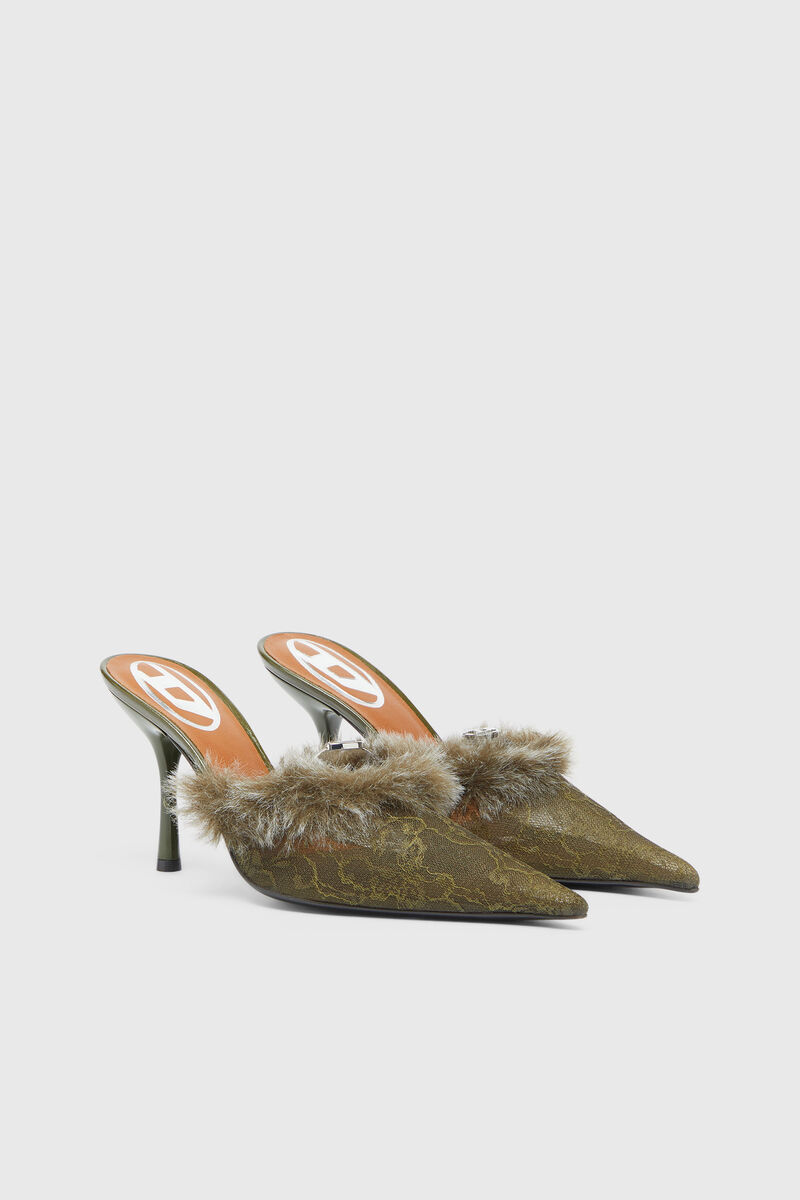 D-Jewels - Mules in nylon with fuzzy trim