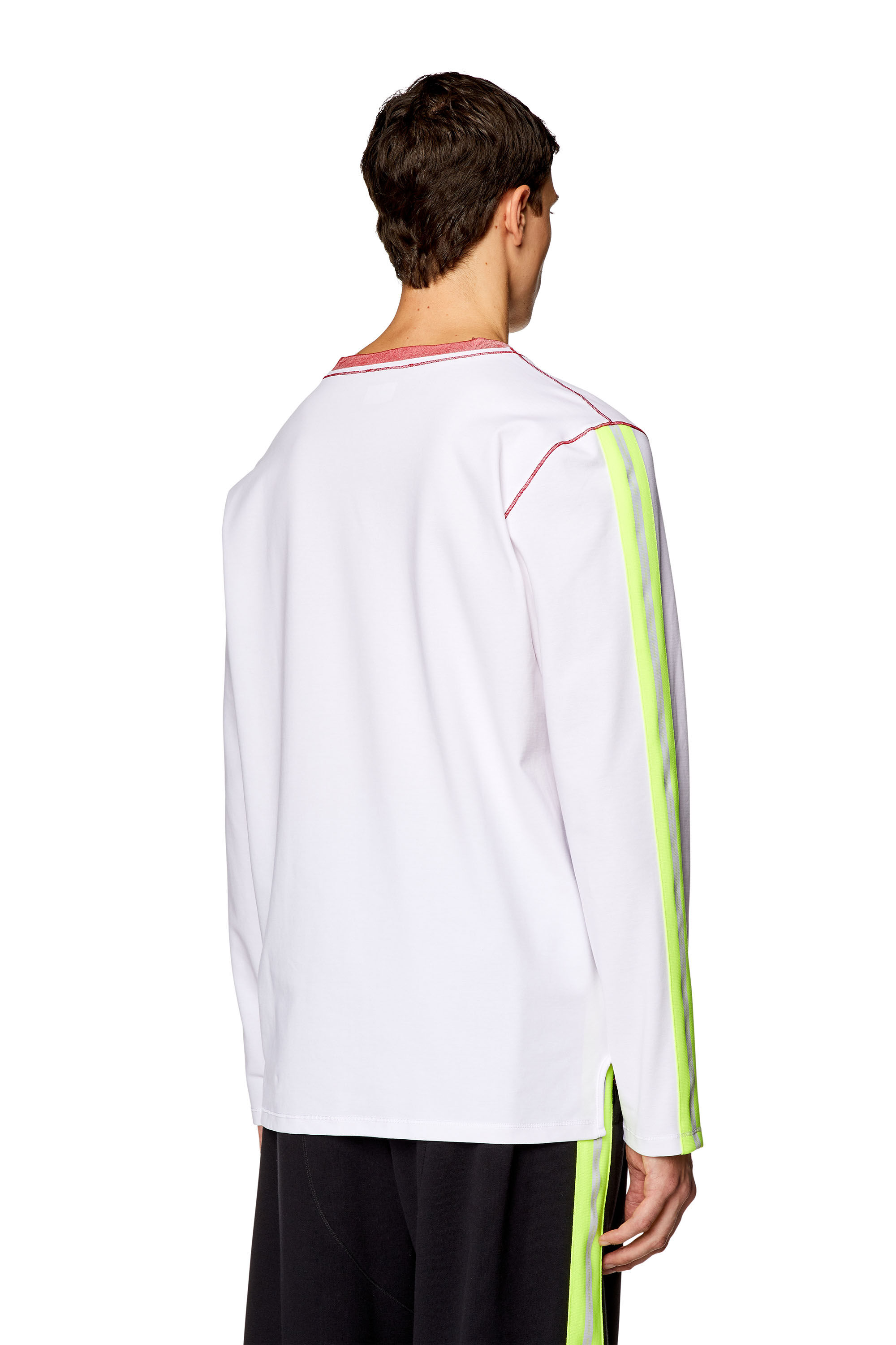 Diesel - AMTEE-JENSEN-HT17, Male's Long-sleeve T-shirt with reflective bands in White/Yellow - 4