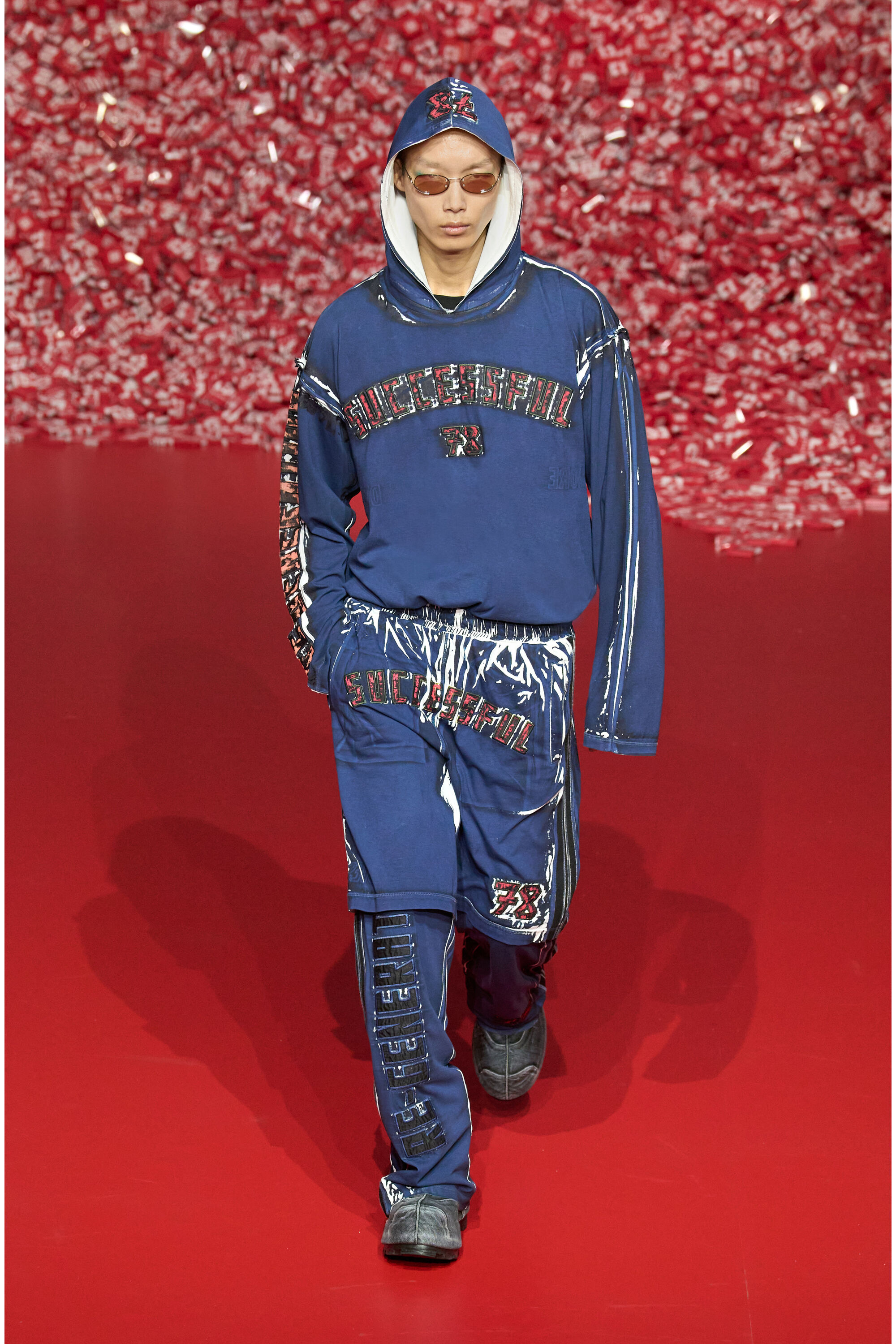 Diesel - P-ROWY-LONG, Male's Track pants with shadowy overprint in Dark Blue - 5