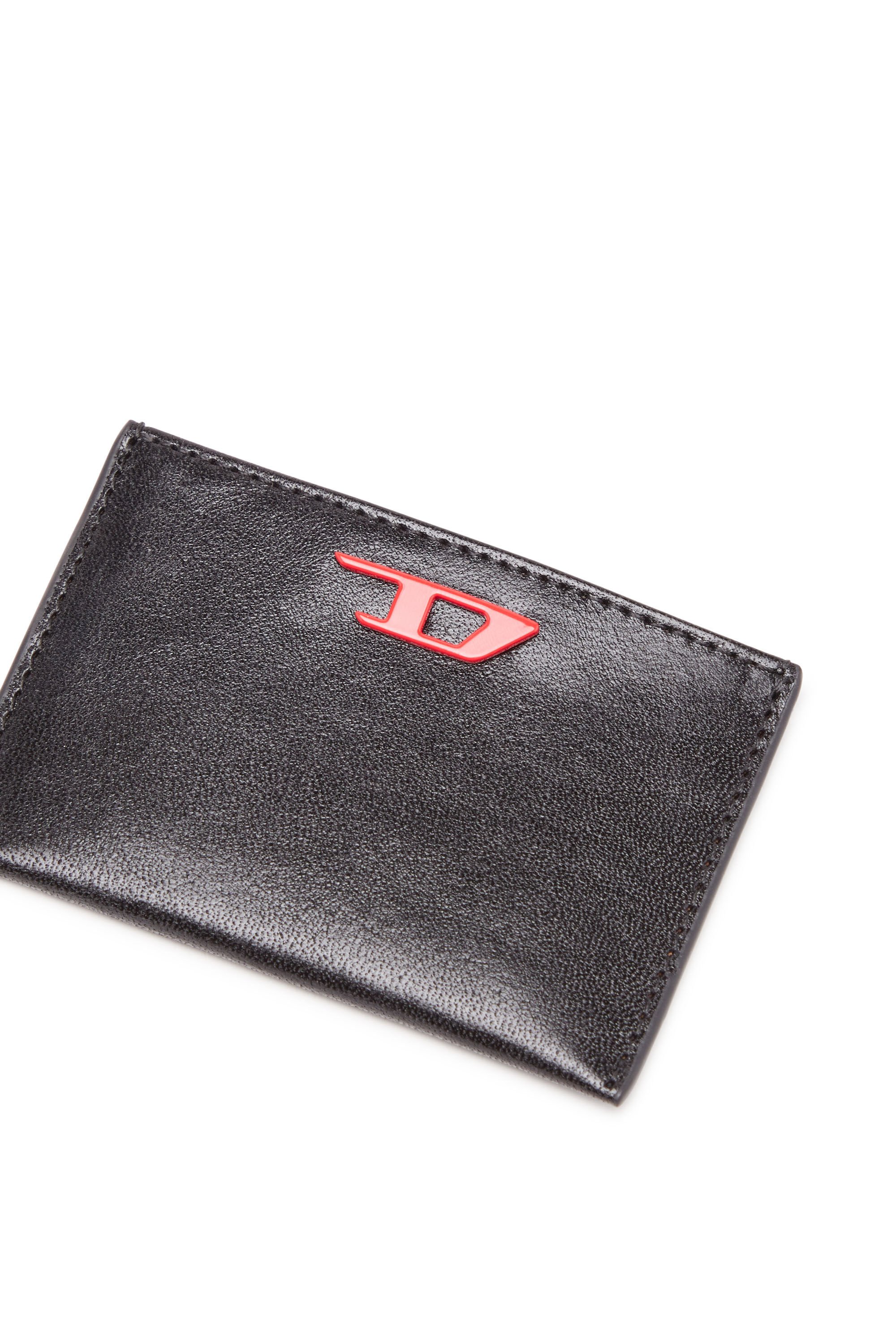 Diesel - RAVE CARD CASE, Porte-cartes en cuir avec plaque D rouge Homme in Noir - 4
