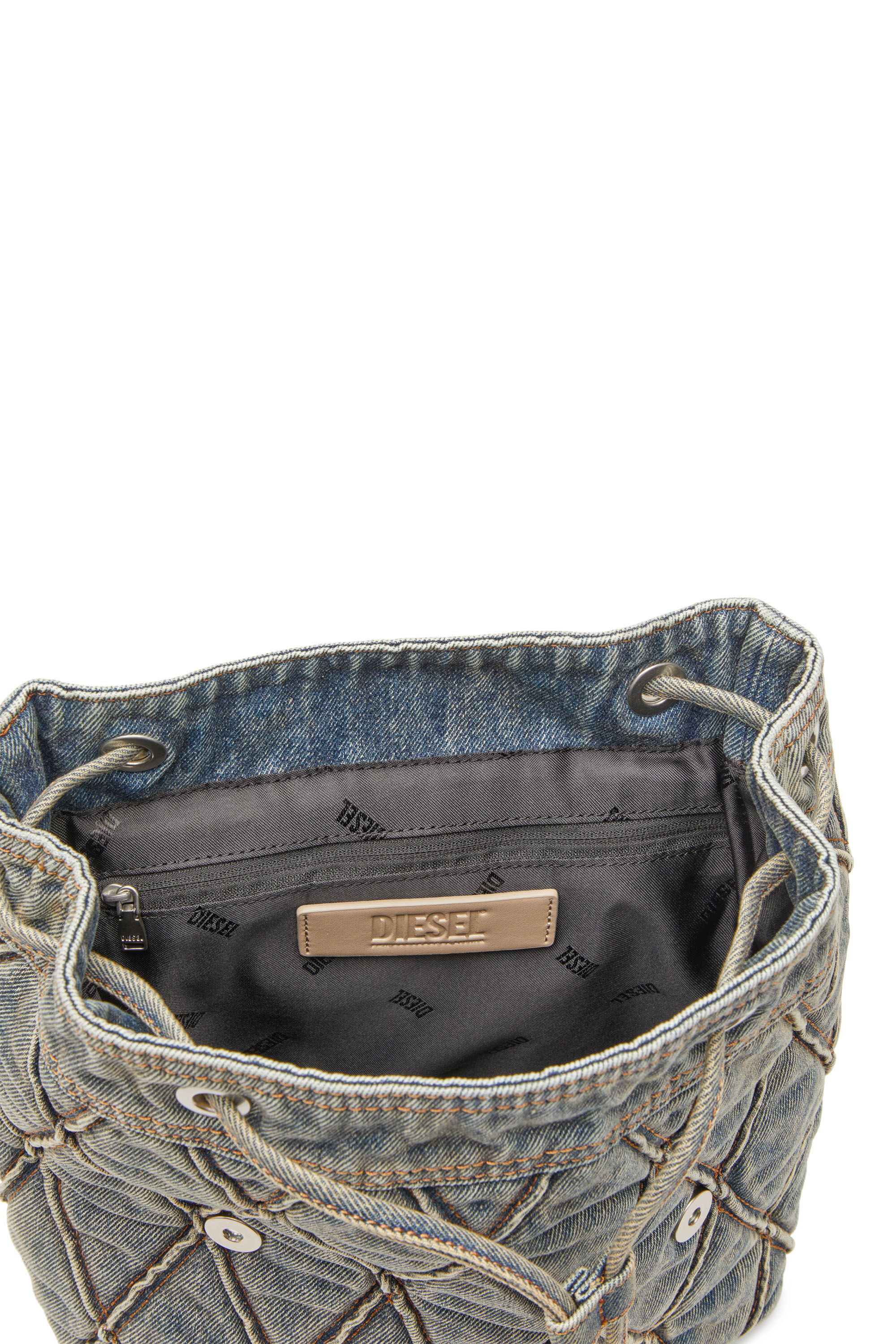 Diesel - CHARM-D BACKPACK S, Female's Charm-D S-Backpack in Argyle quilted denim in Blue - 2