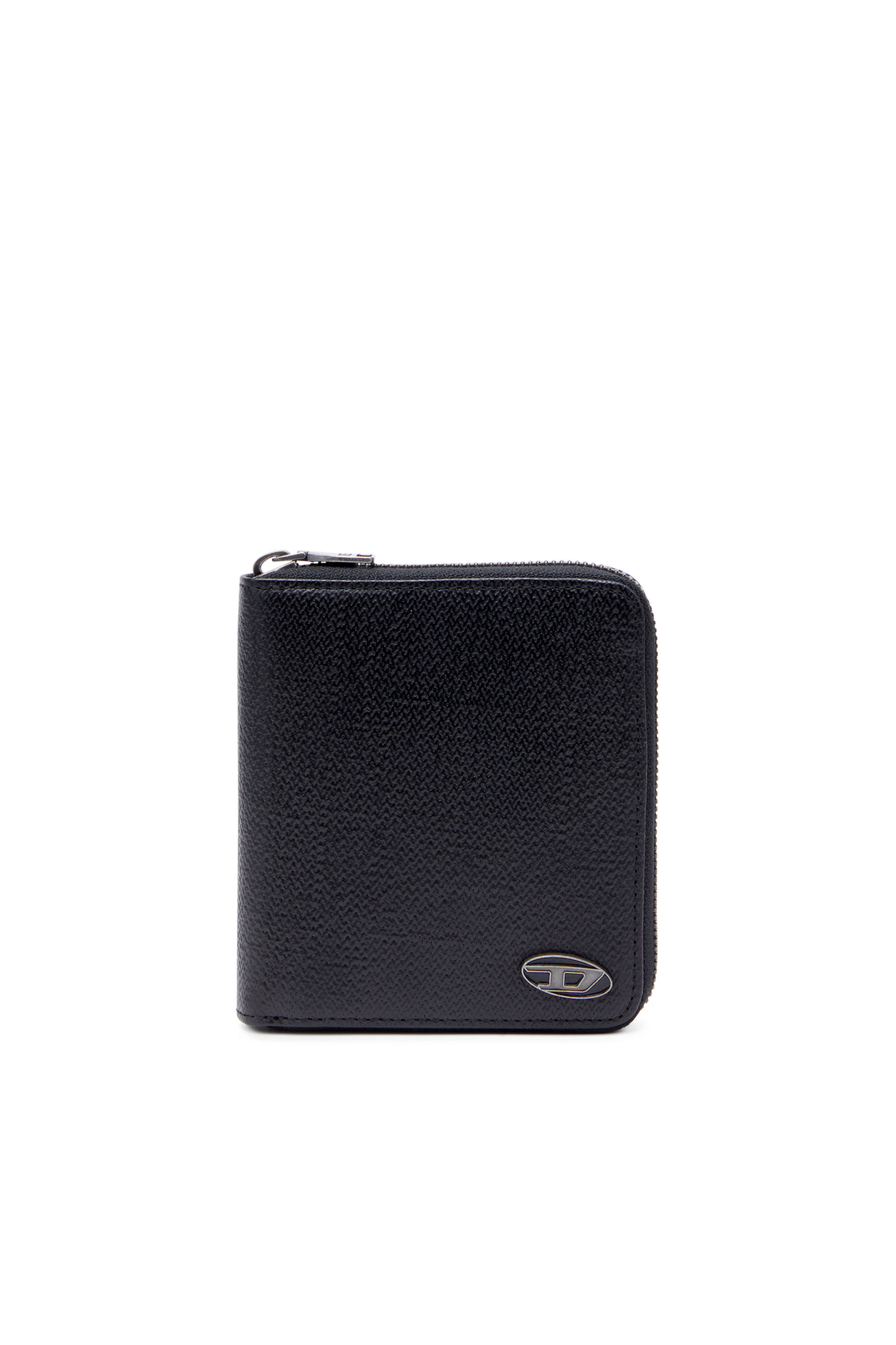 Diesel - BI-FOLD COIN ZIP M, Male's Zip wallet in textured leather in Black - 1