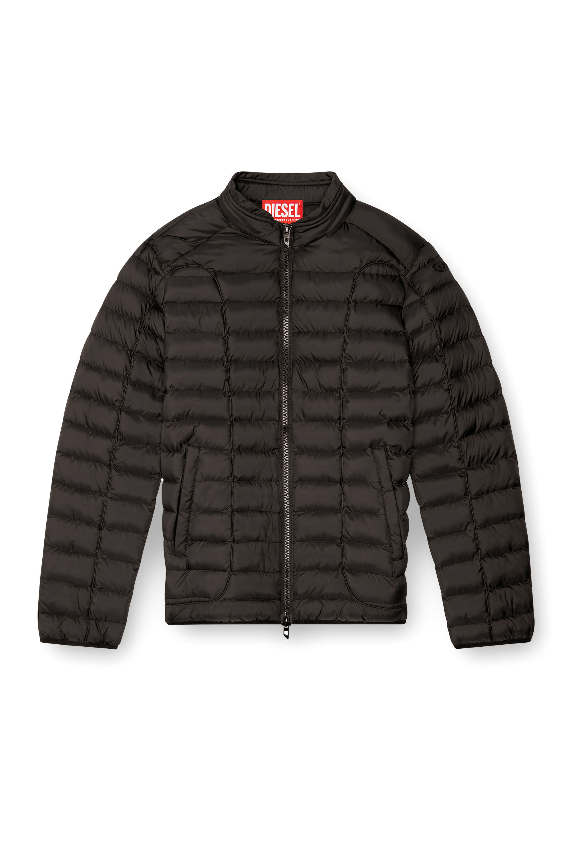 Diesel - W-PILOT, Chaqueta puffer en nailon ligero Hombre in Negro - 2