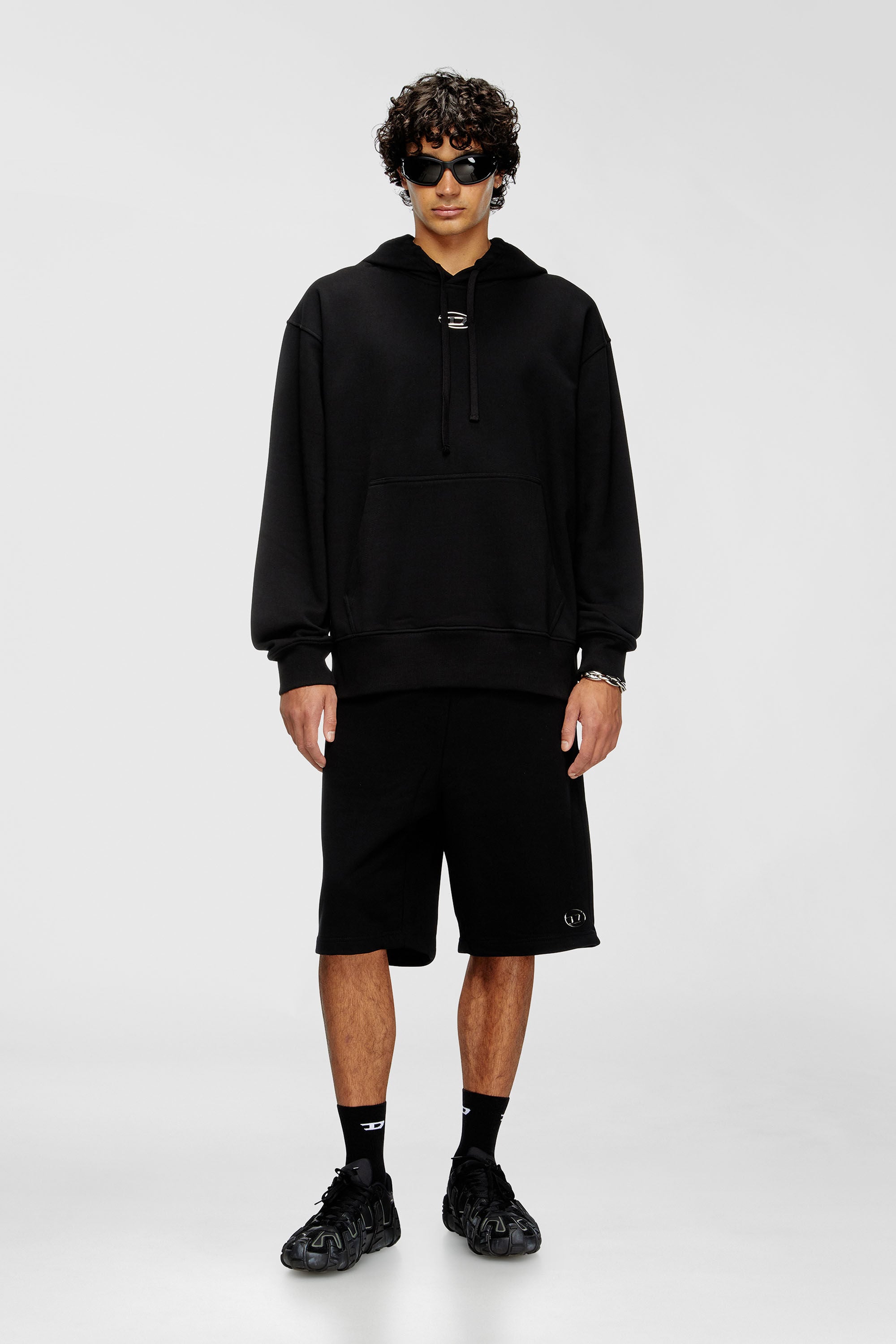 Diesel - S-MACS-HOOD-OD, Male's Hoodie with metallic logo in Black - 1