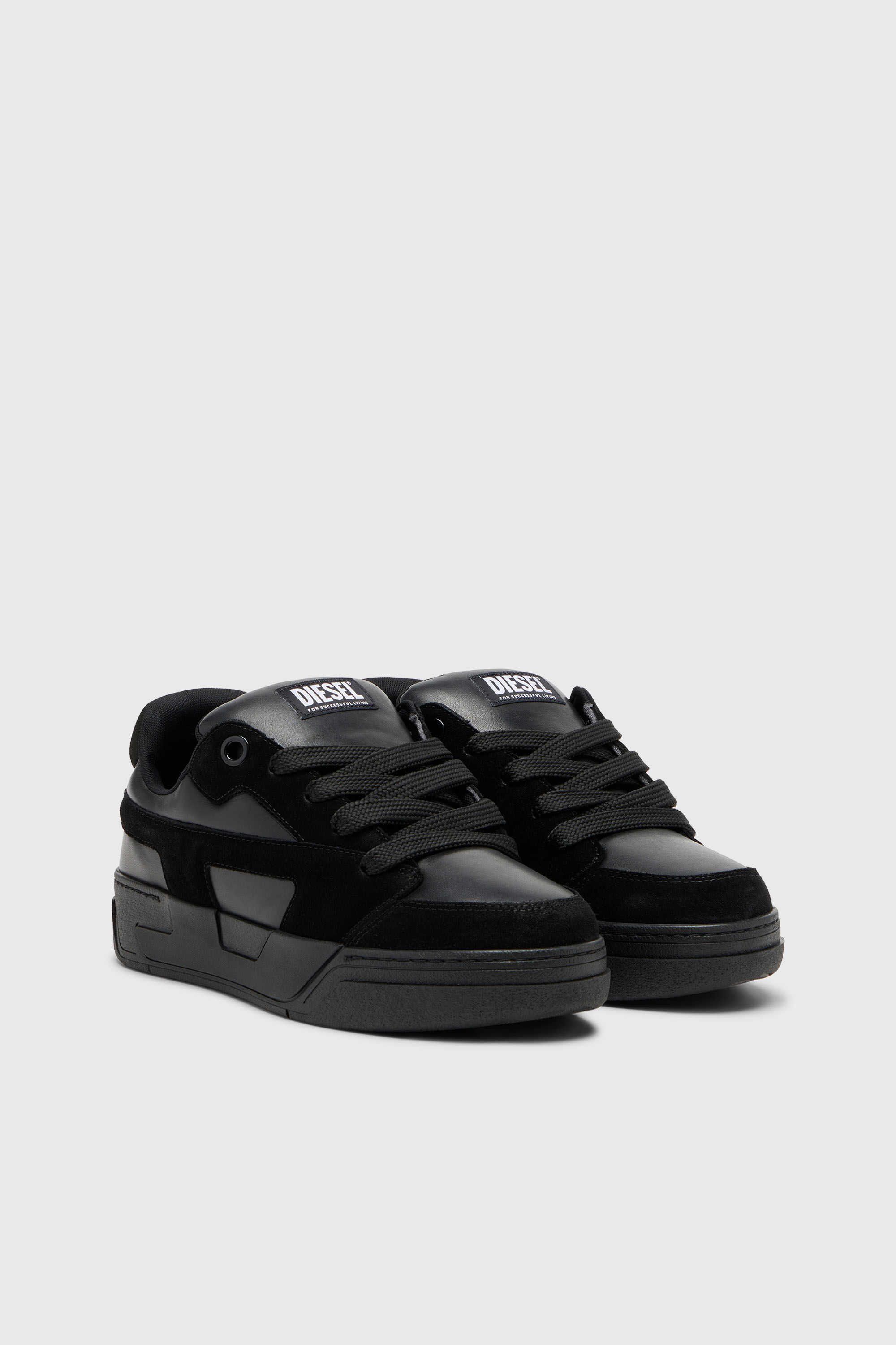 Men's D-Ollie-Monochrome sneakers in suede and leather | Black