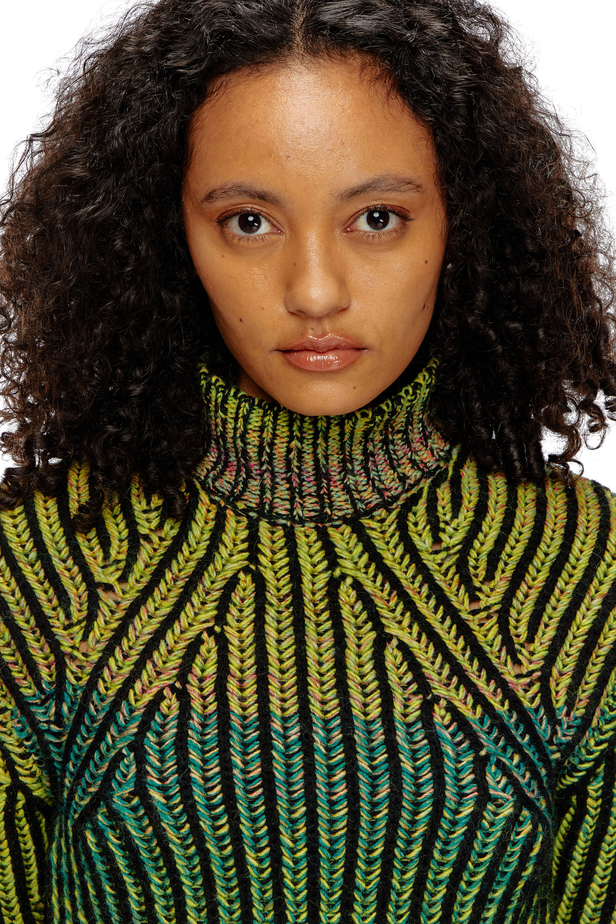 Women's Cropped turtleneck in dégradé knit | Green | Diesel