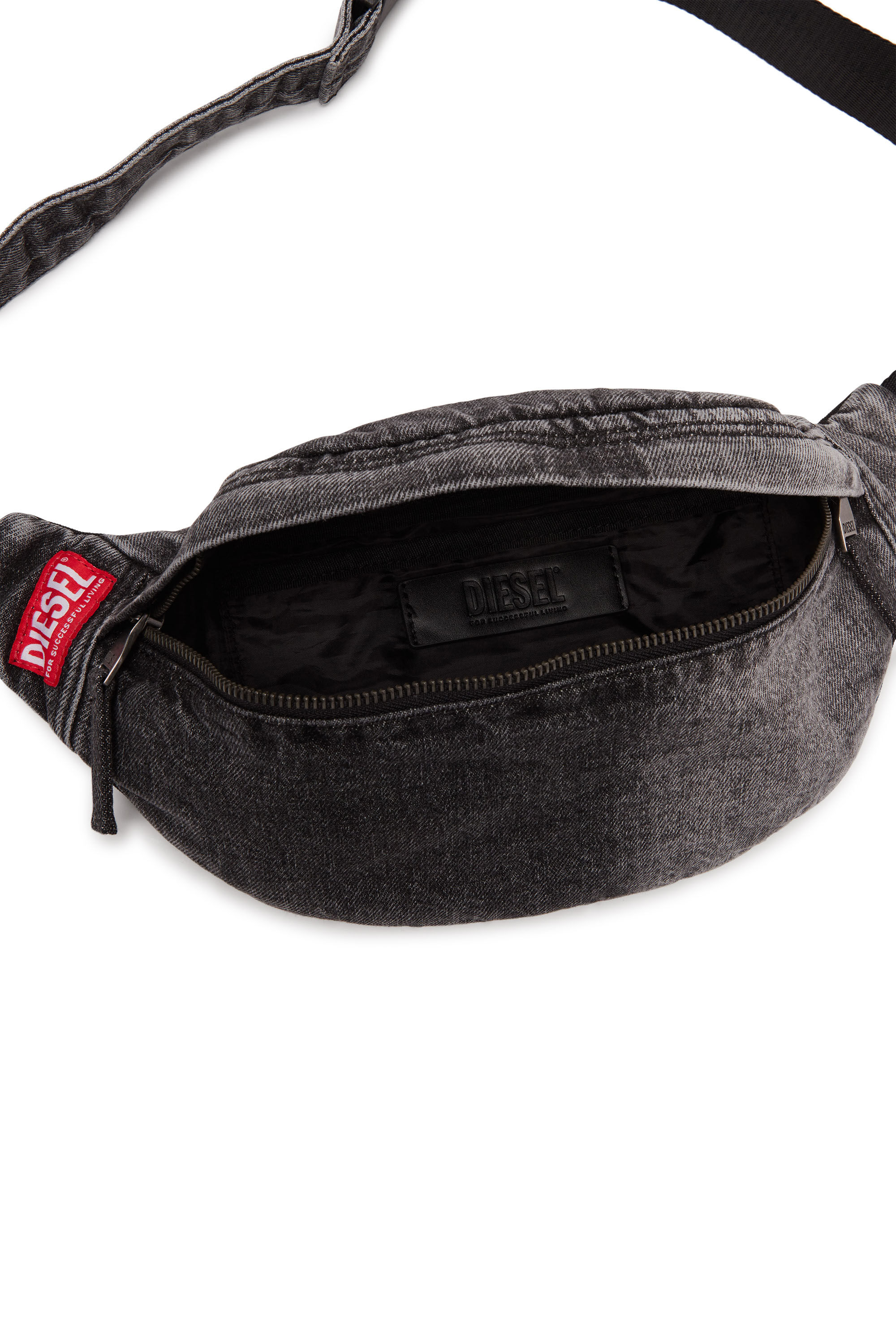 Diesel - RAVE BELTBAG X, Male's Rave Beltbag X - Belt bag in faded denim in Black - 2