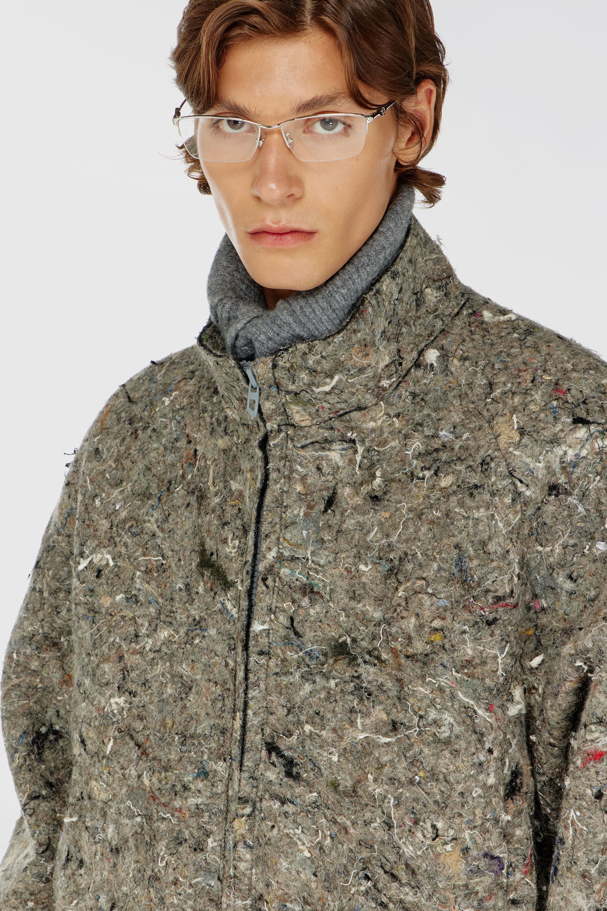 Diesel - J-DISTEM, Veste en feutre upcycl&eacute; Homme in Gris - 4