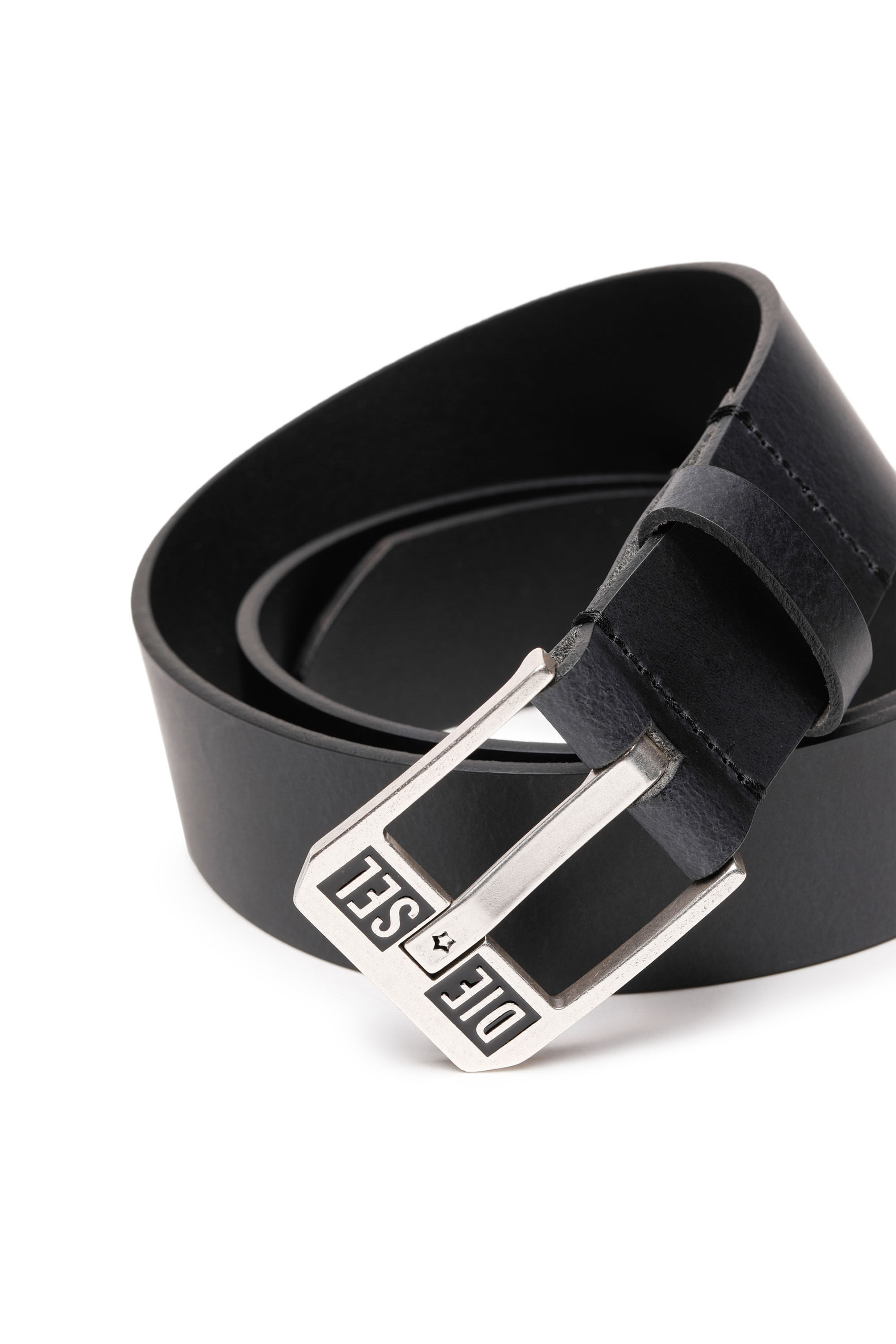 Diesel - BLUESTAR II, Man's Leather belt with star logo buckle in Dark Blue - 2