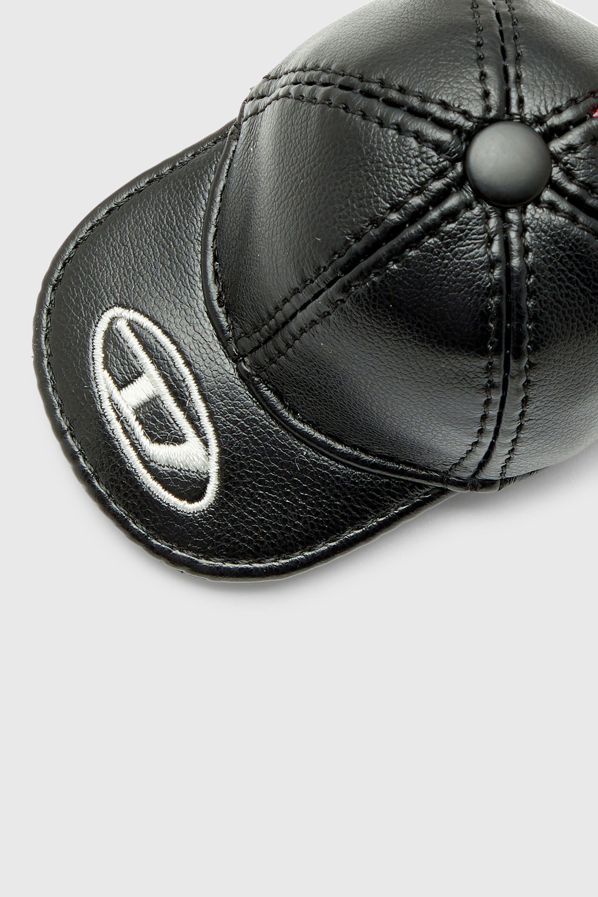 帽子 2000s Diesel studs leather casquette Women's Baseball hat charm with Oval D embroidery | Black | Diesel