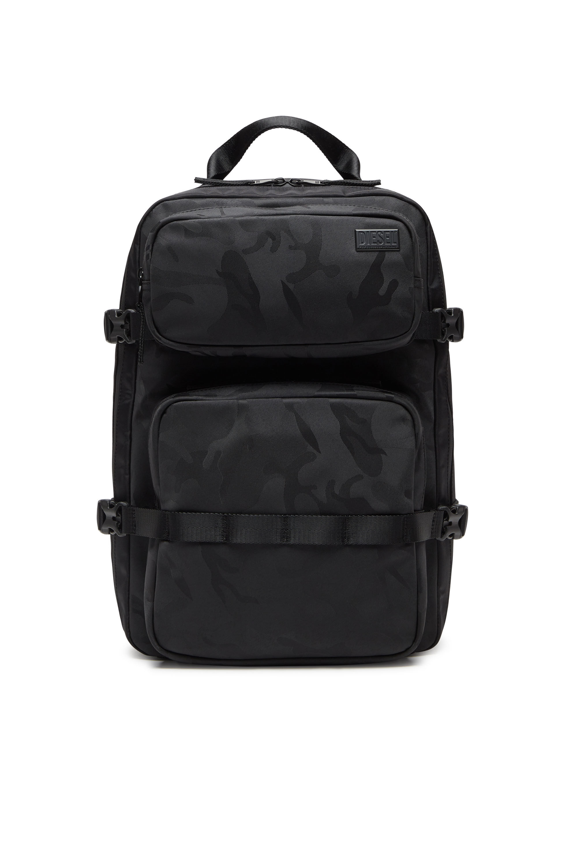 Diesel - DSRT BACKPACK, Dsrt-Sac à dos utility en nylon imprimé Homme in Noir - 1