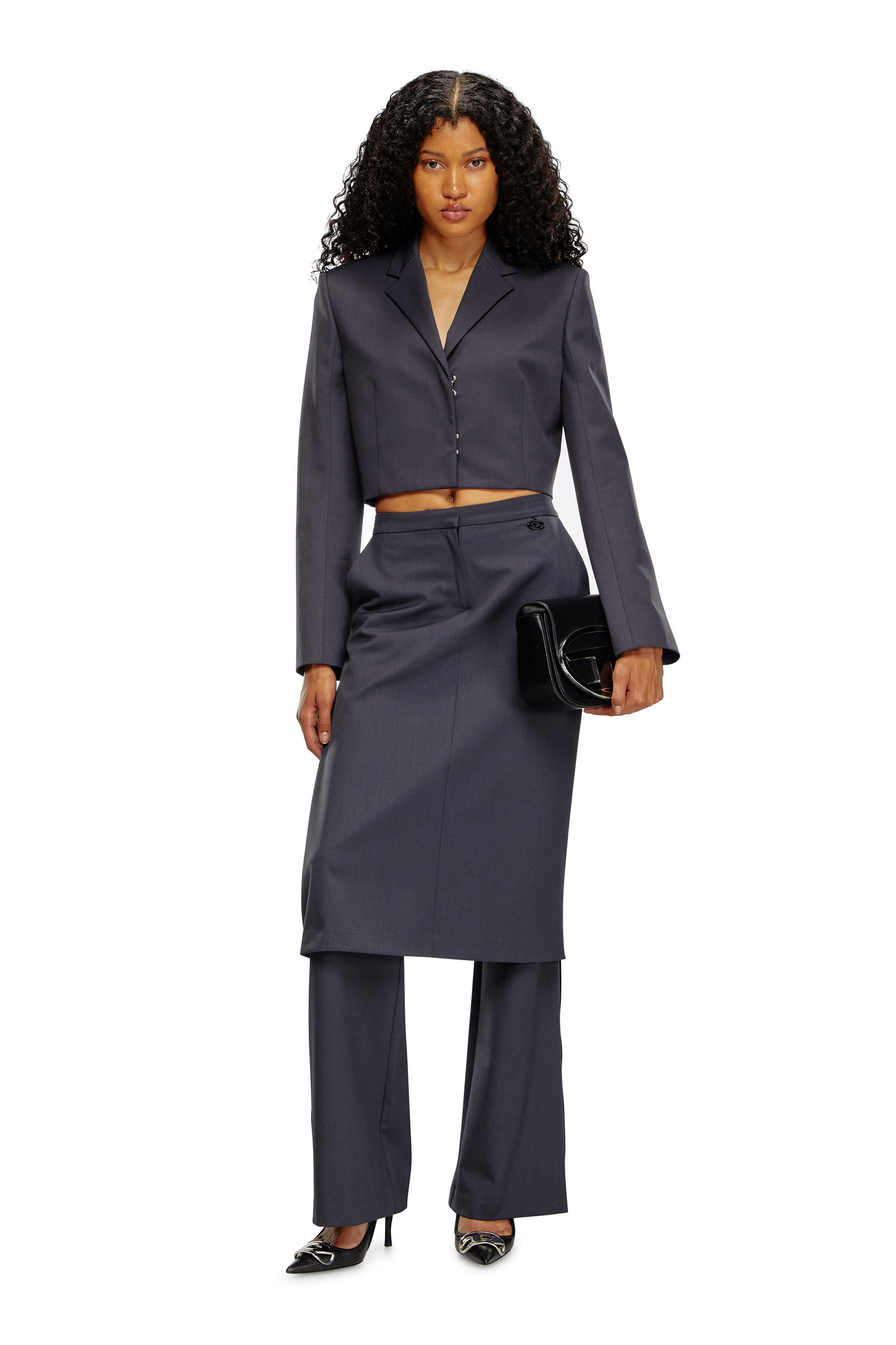 Diesel - G-MILLA-P1, Female's Cropped blazer in stretch wool blend in Dark Grey - 1