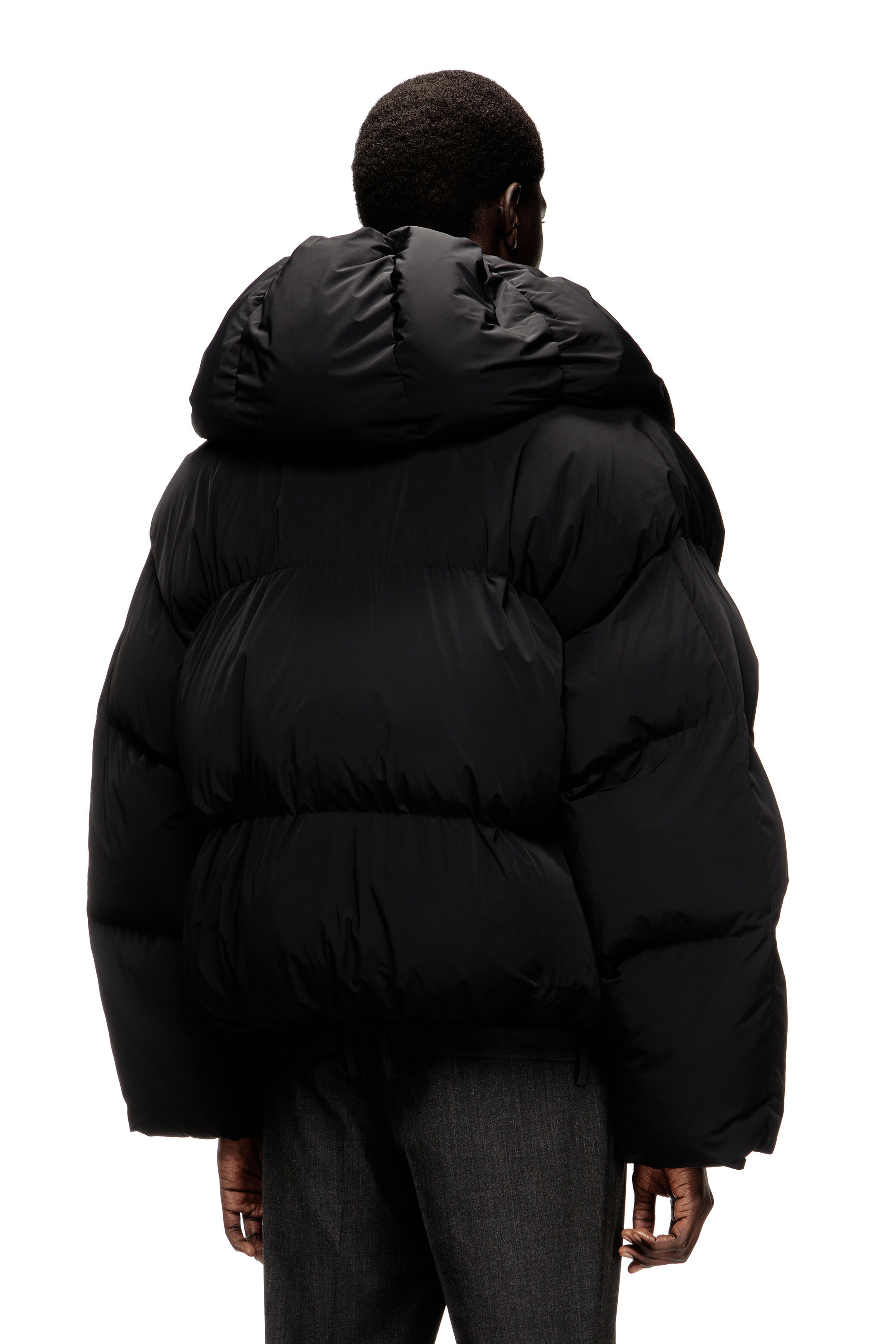 Men's Wrap puffer jacket in stretch nylon | Black | Diesel