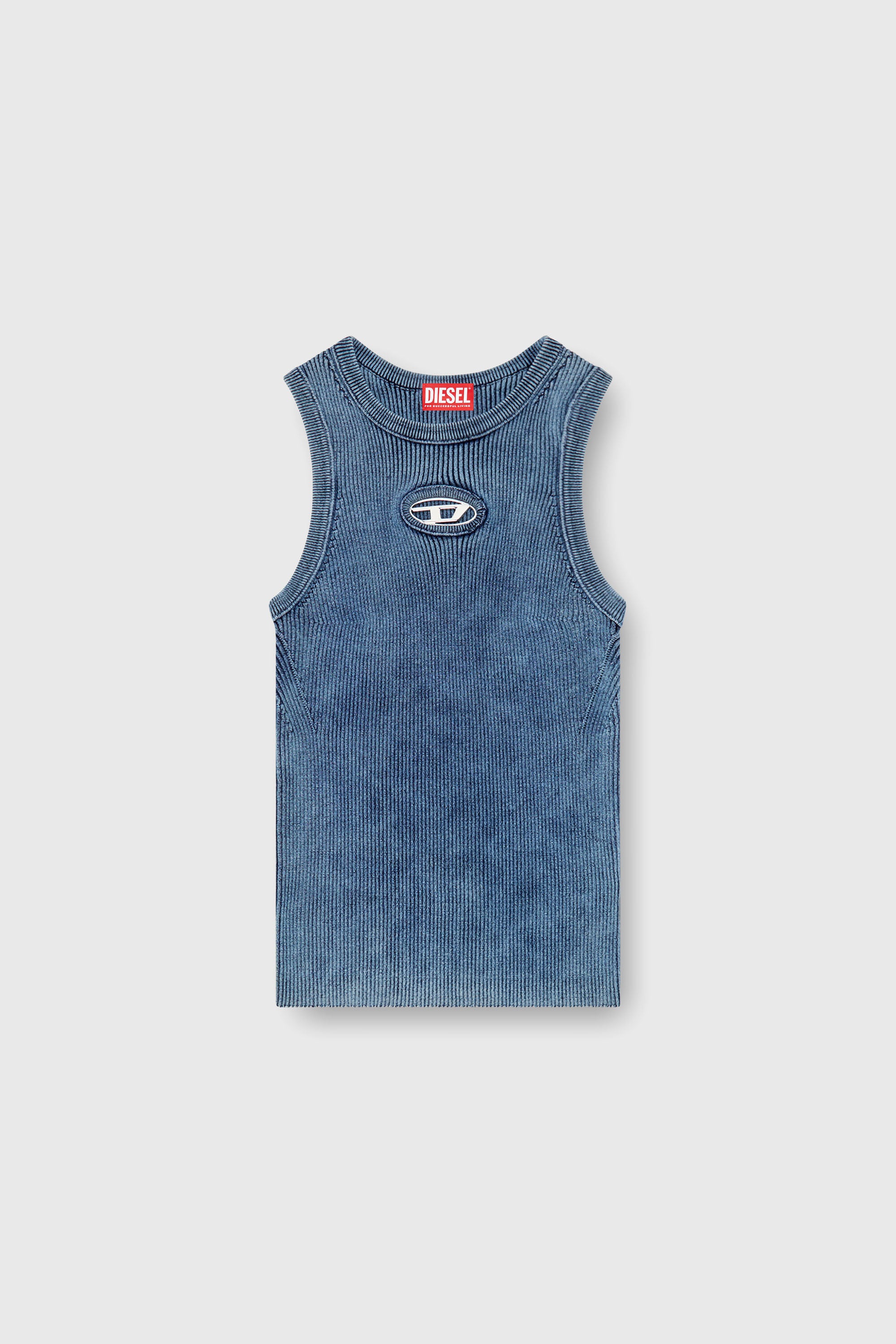 Diesel - M-ANCHOR-A-SL, Female's Rib-knit tank top with Oval D in Dark Blue - 2