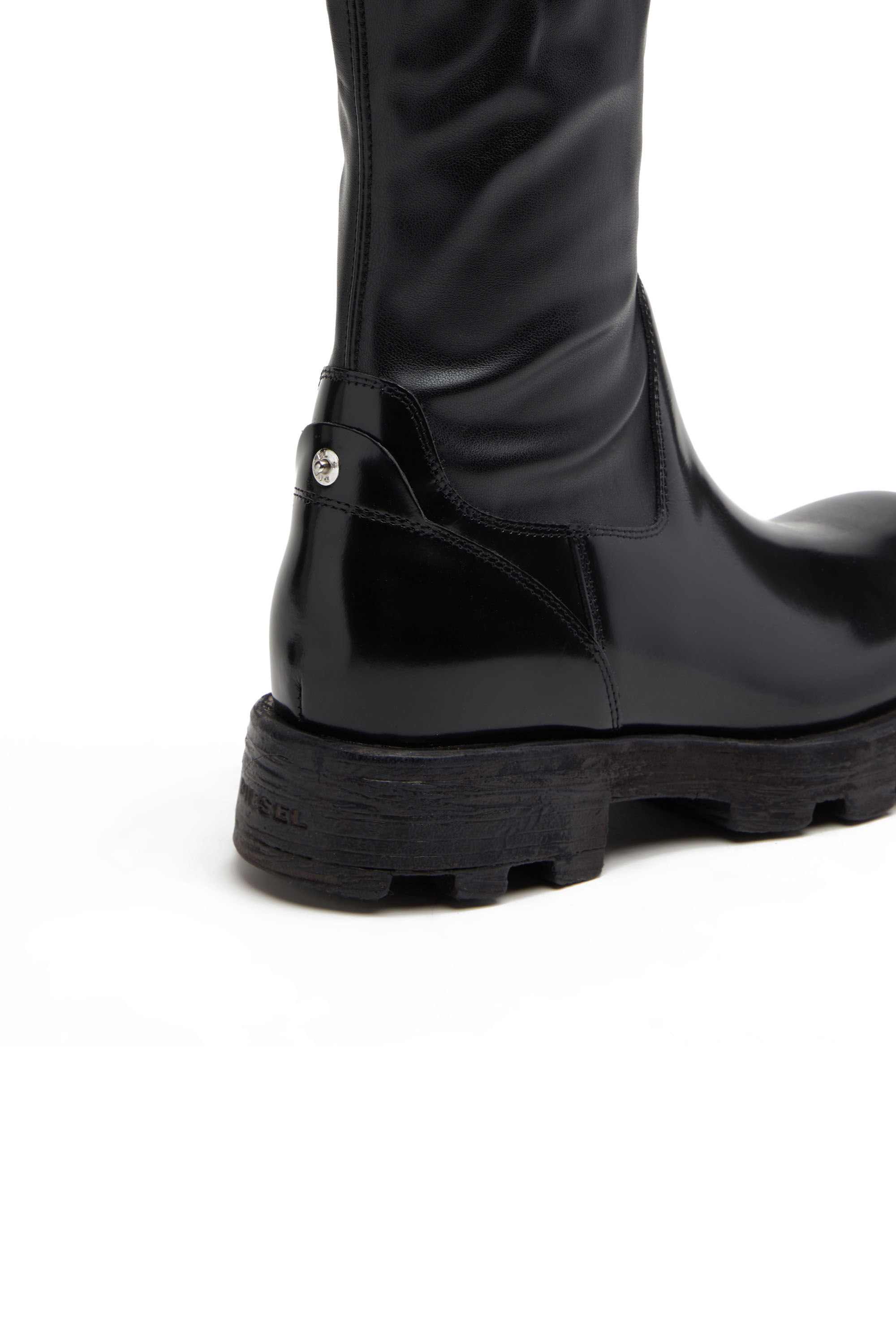 Diesel - D-HAMMER HCH, D-Hammer HCH - Bottes hauteur genou en cuir brillant Femme in Noir - 4