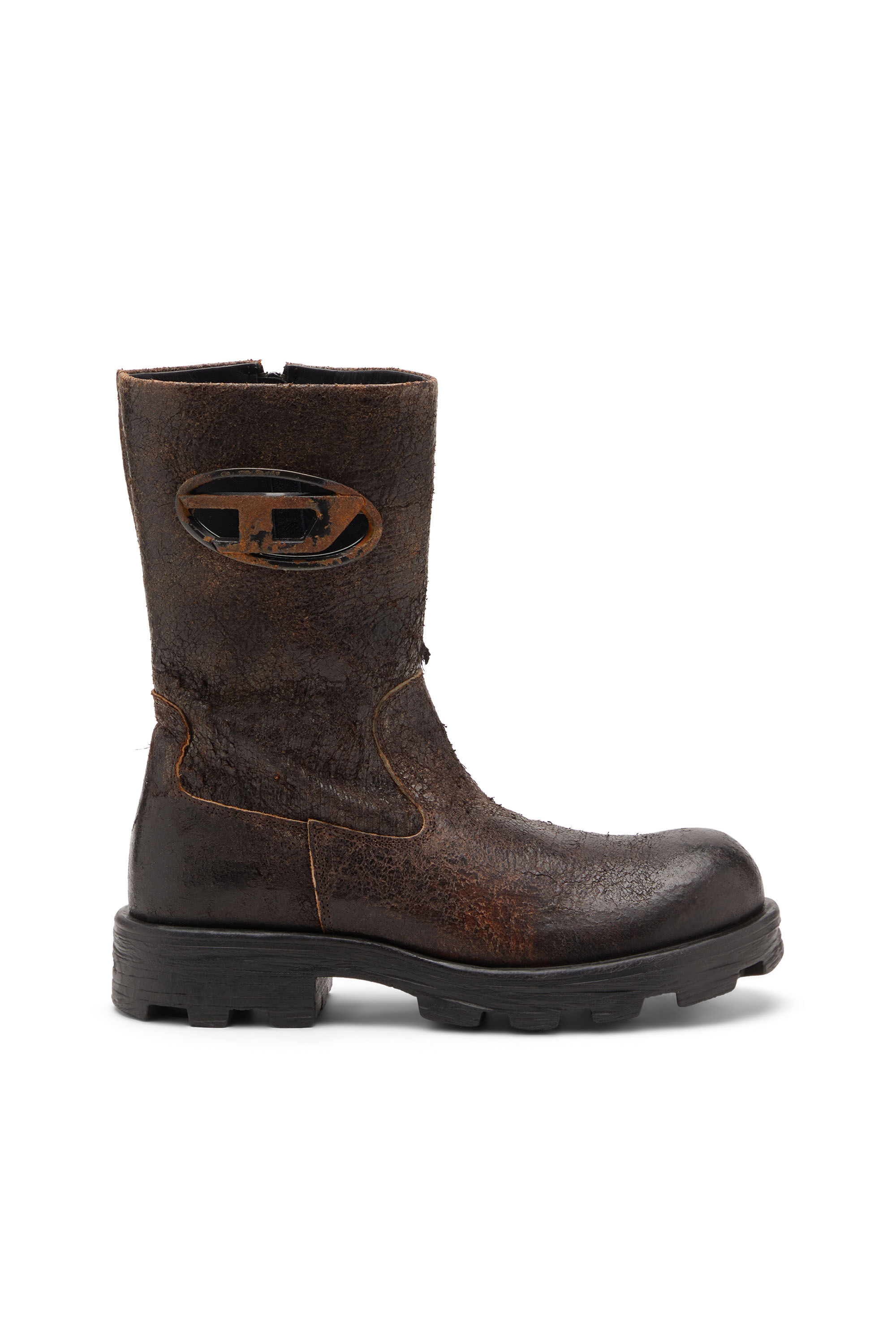 Diesel - D-HAMMER BKR D W, Female's D-Hammer-Biker boots in distressed crackled suede in Brown - 1