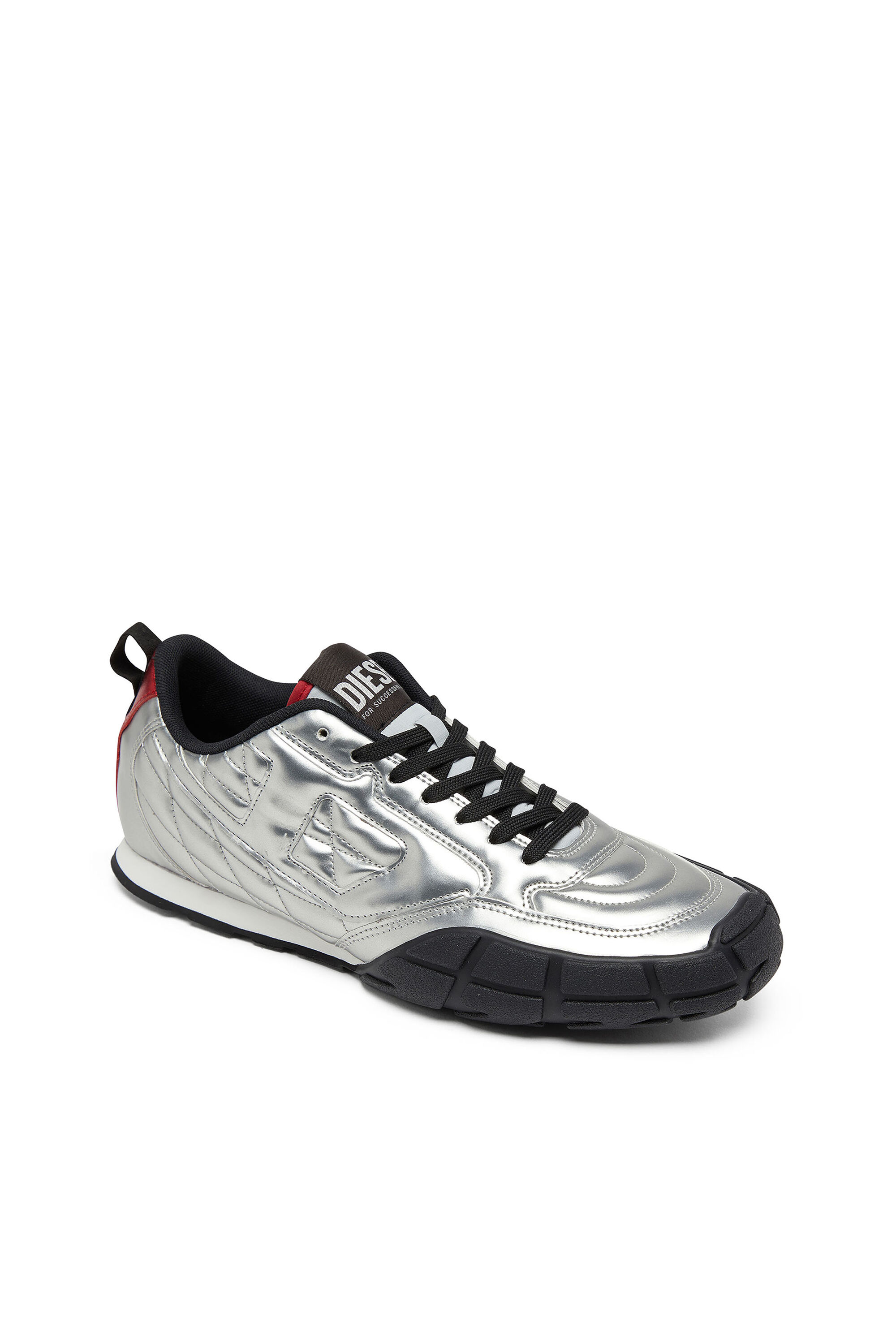 Diesel - S-PAGODHA LOW W, Woman's S-Pagodha-Quilted metallic sneakers in Silver/Black - 6