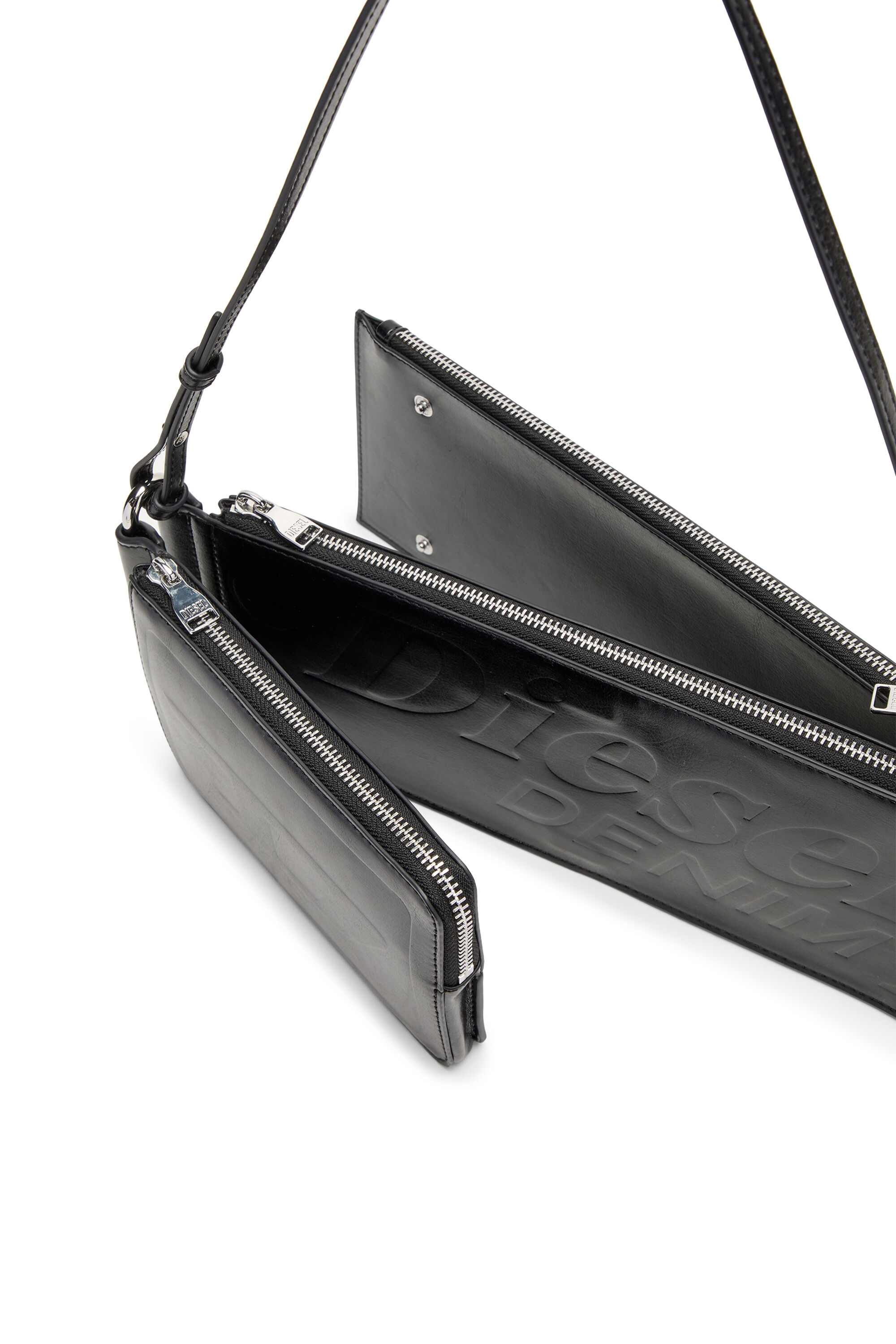 Women's Flag-D-Modular logo-embossed shoulder bag | Black | Diesel