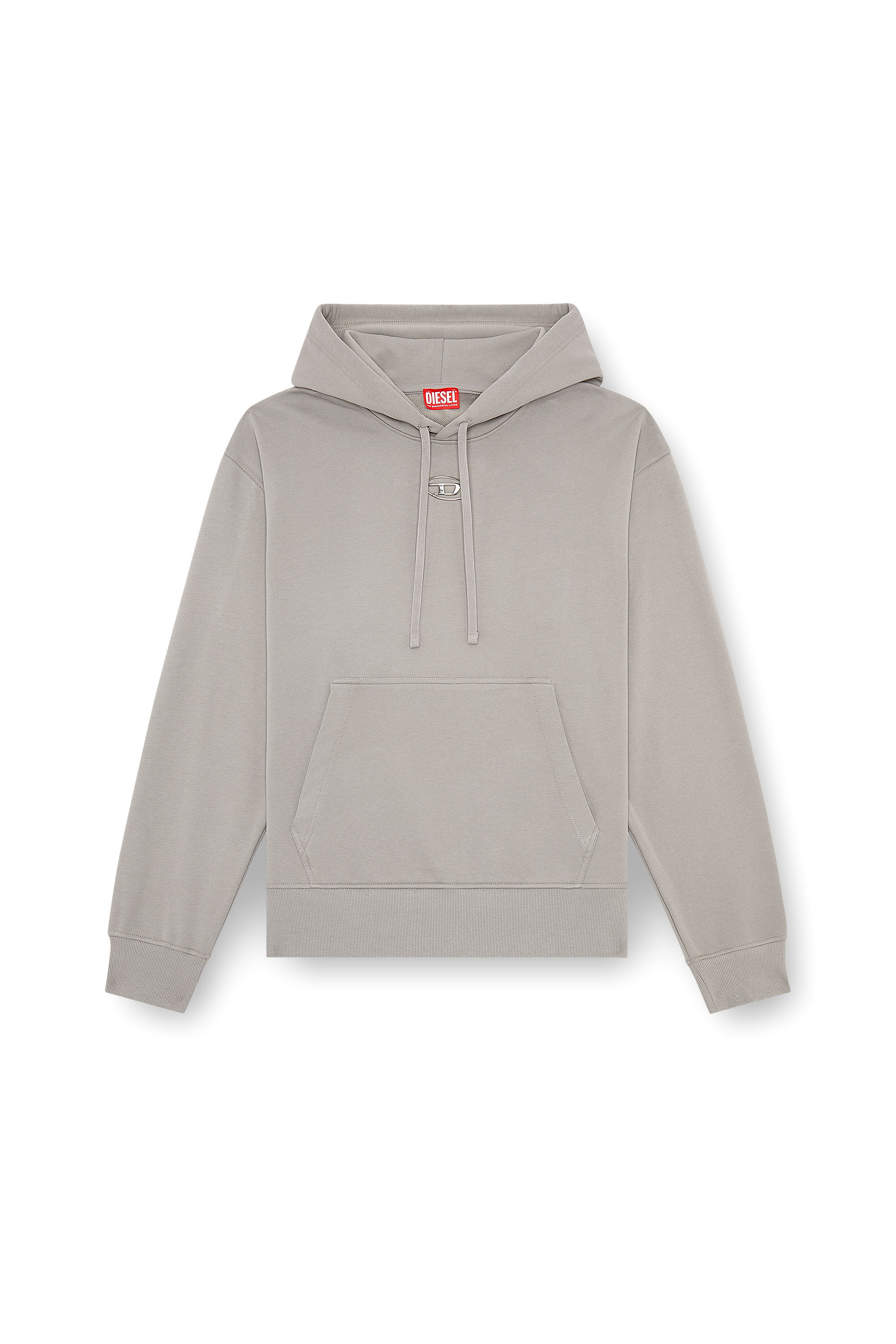 Diesel - S-MACS-HOOD-OD, Male's Oversized hoodie with metallic logo in Grey - 2