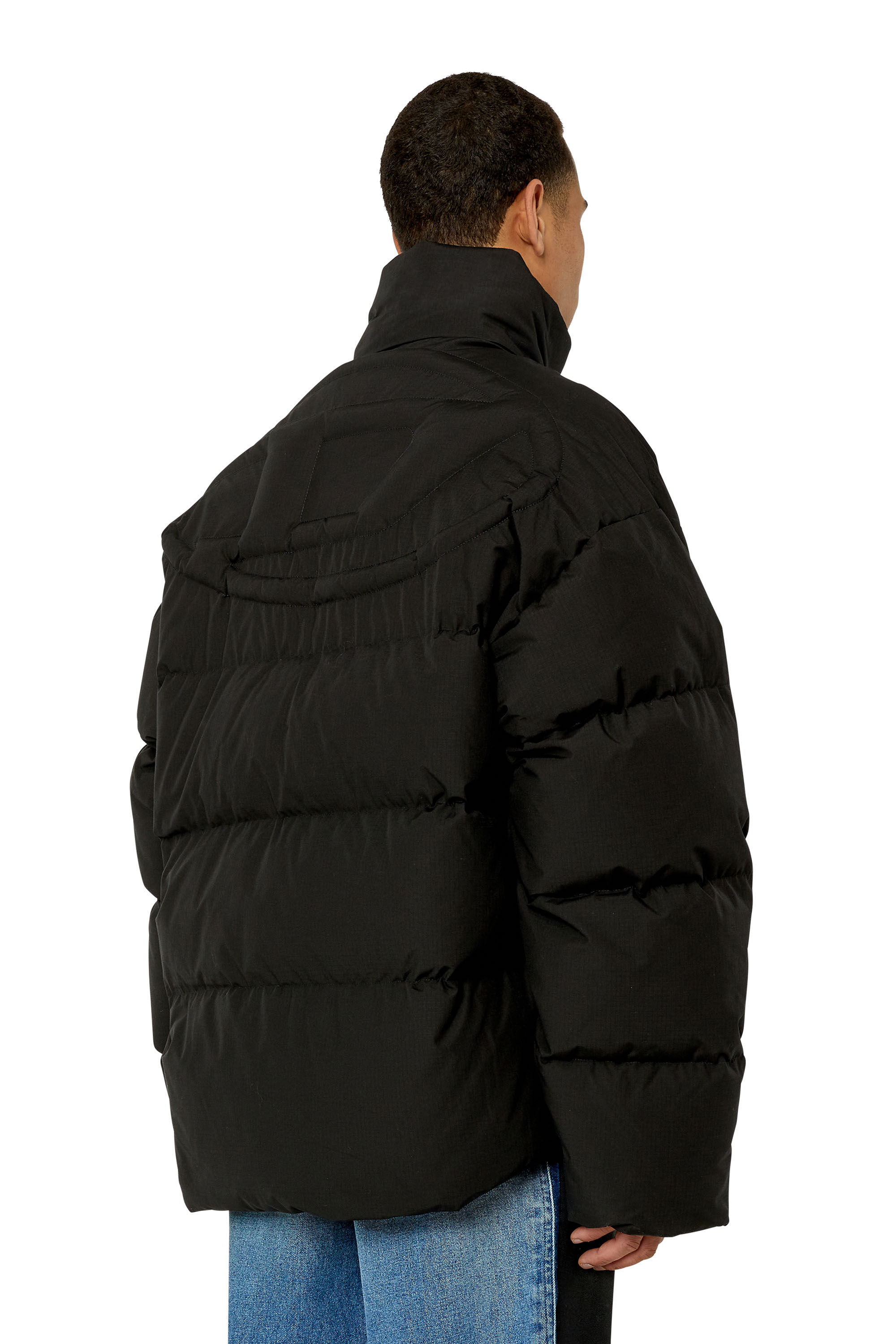 Diesel - W-OVAL, Male's Oversized down jacket with mega logo in Black - 3