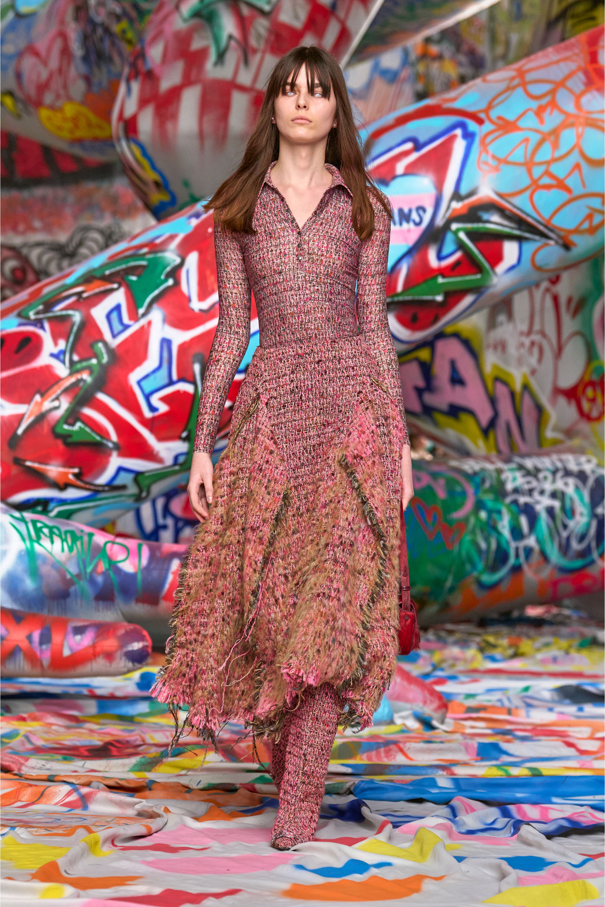 Diesel - D-POLYNA, Female's Lycra dress with bouclé print in Pink - 6