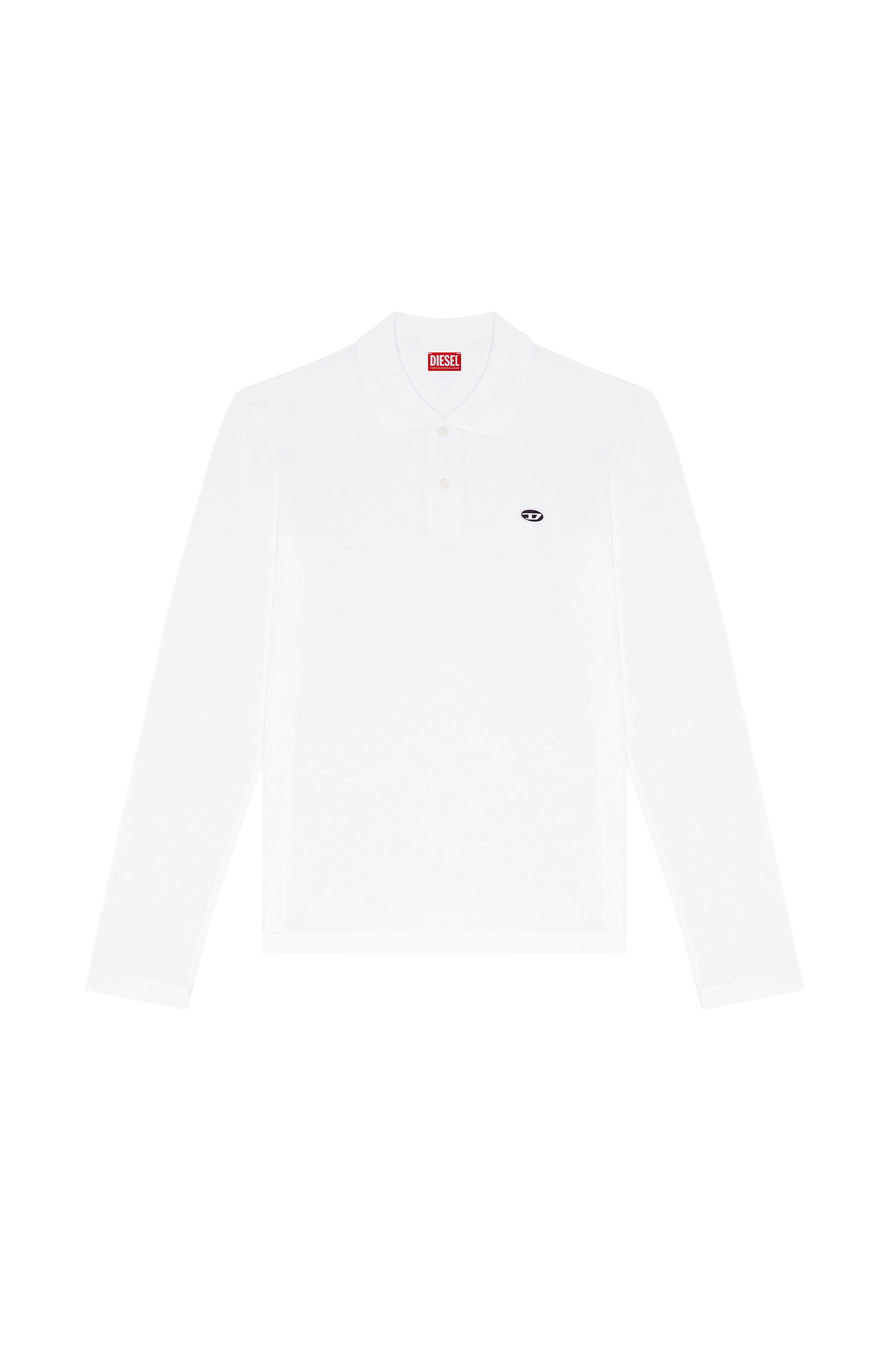 Diesel - T-SMITH-LS-DOVAL-PJ, Male's Long-sleeve polo shirt with logo print in White - 2