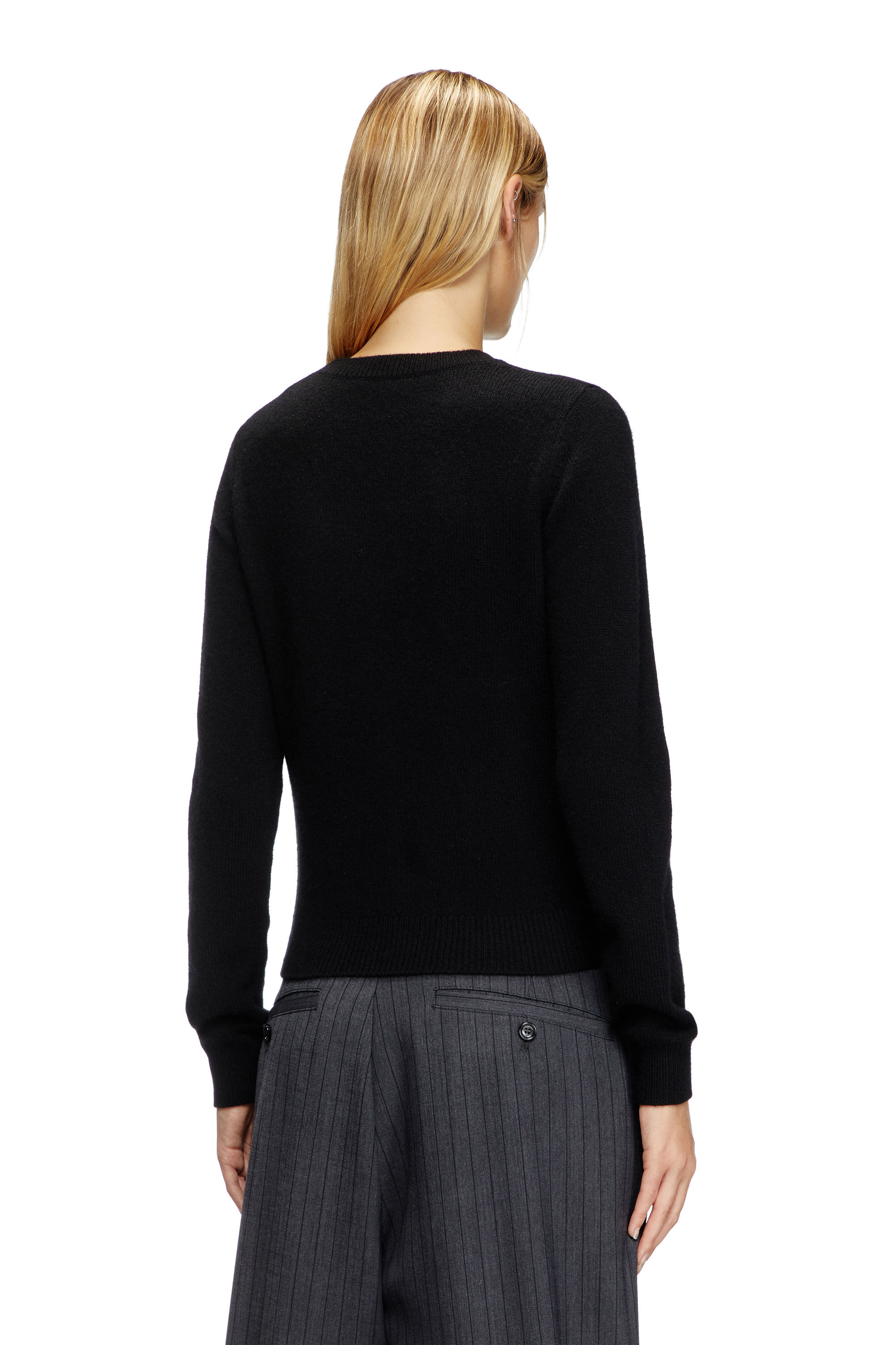 Diesel - M-AREESA-SLIM, Pull en mélange de cachemire avec logo cut-out Femme in Noir - 4