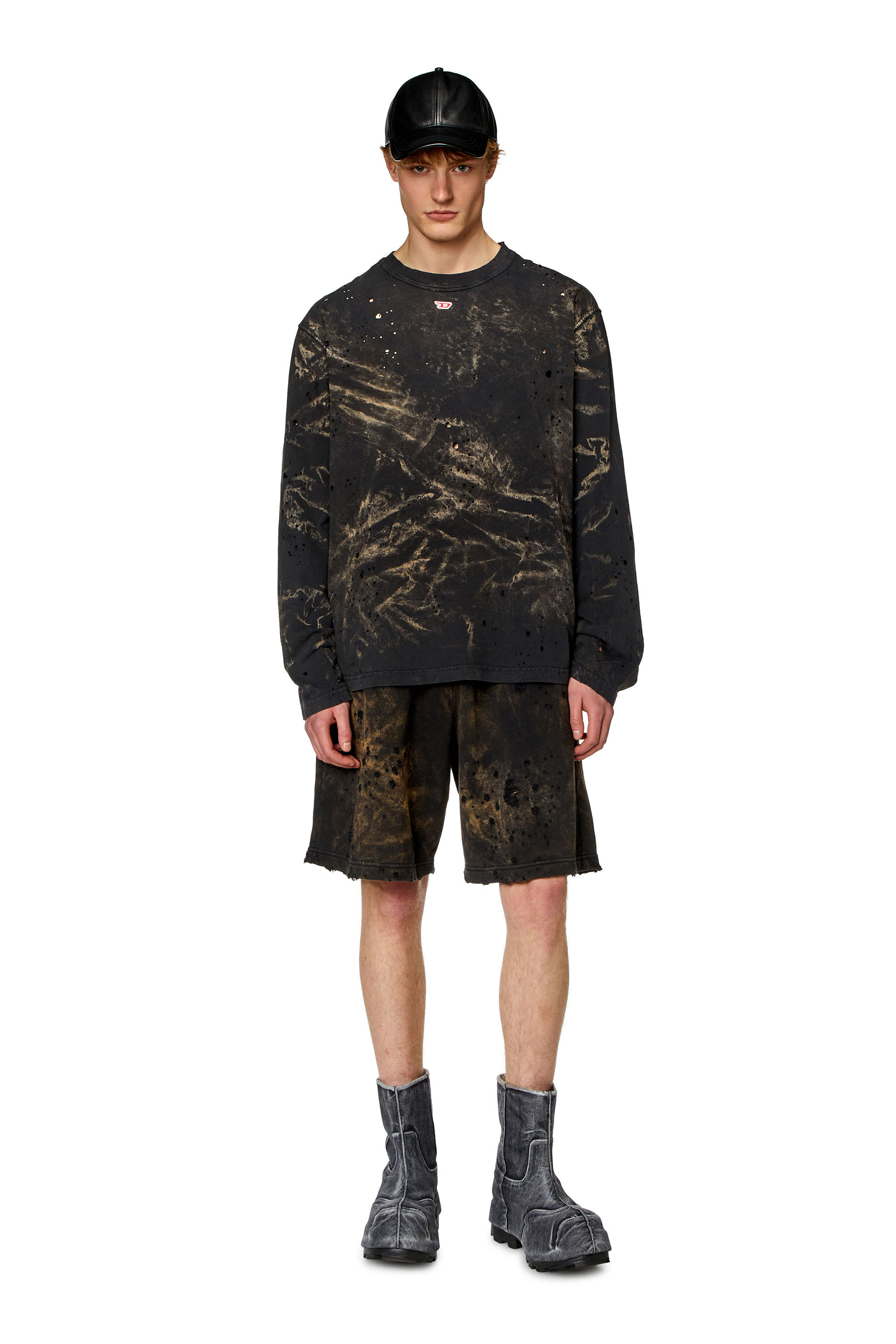 Men's Destroyed long-sleeve T-shirt | Black | Diesel