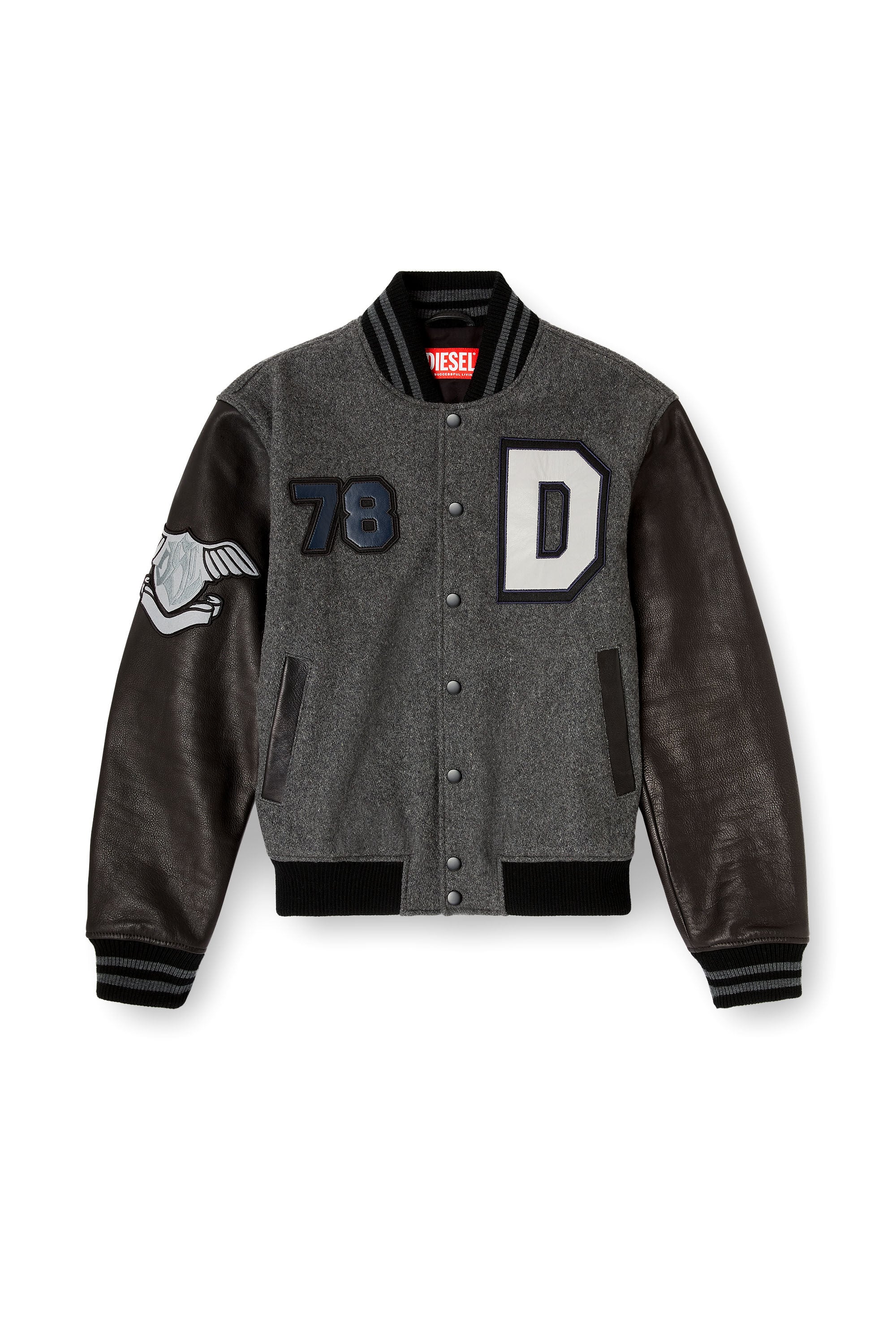 Men's Varsity jacket in wool and leather | Multicolor | Diesel US