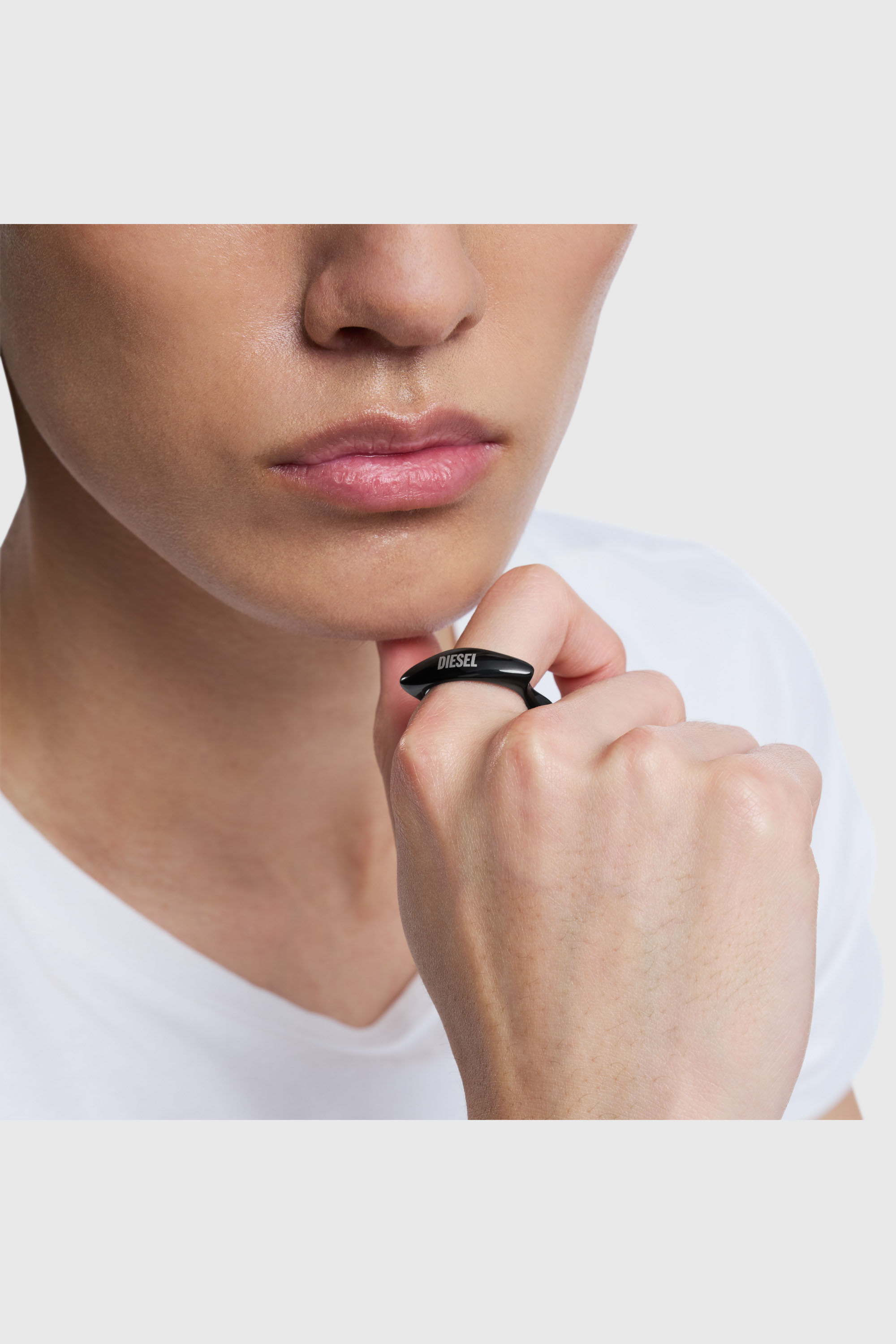 Diesel - DX1632001 JEWELLERY, Anillo de banda en acero inoxidable negro Unisex in Negro - 5