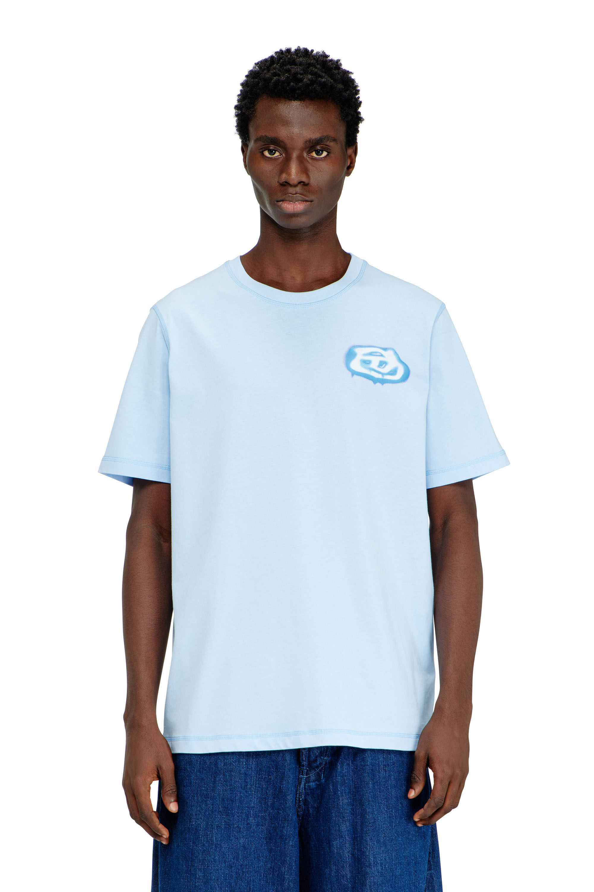Men's T-shirt with Oval D logo print | Blue | Diesel
