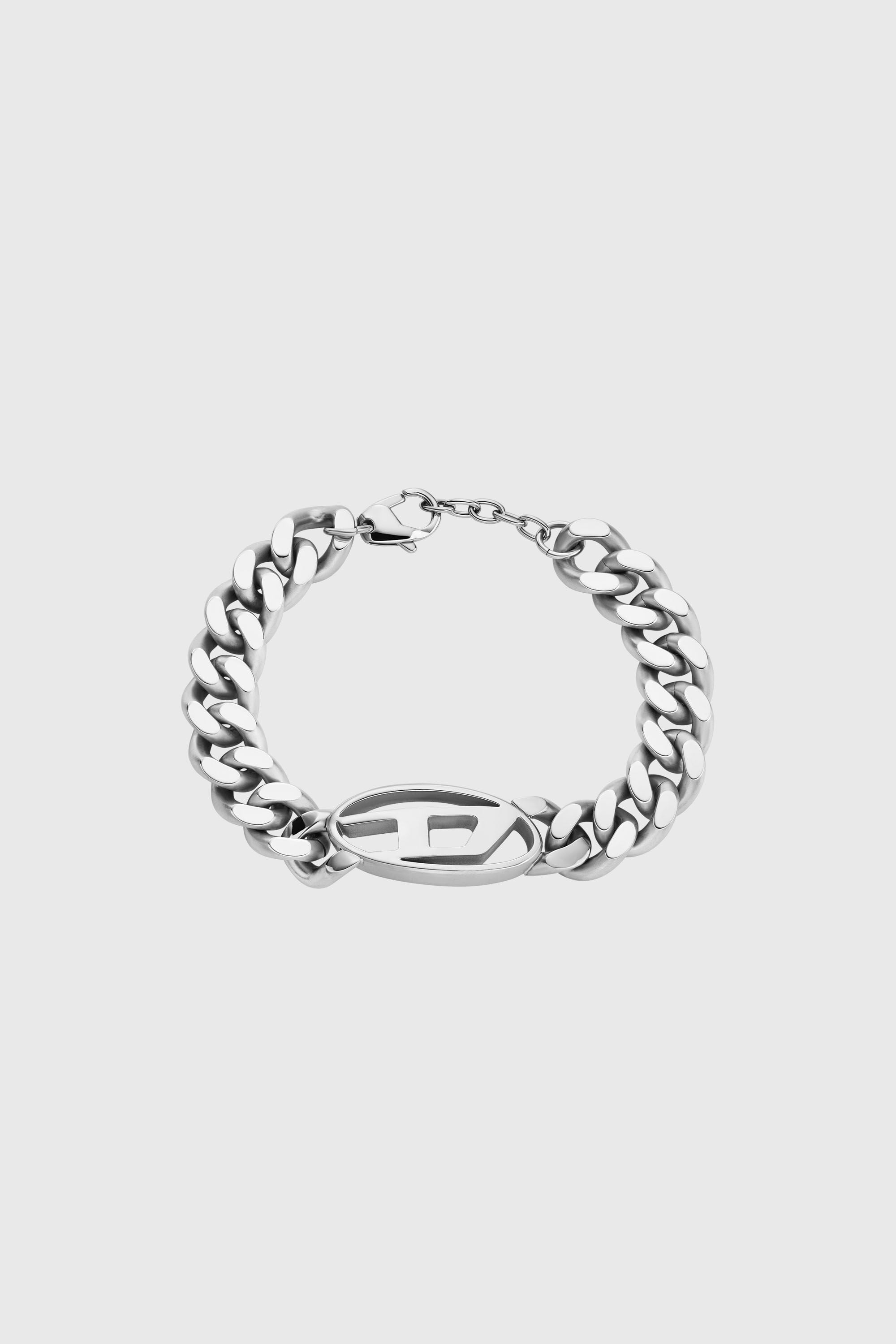 Diesel - DX1432, Pulsera de cadena de acero inoxidable con logotipo oval D Hombre in Plateado - 1