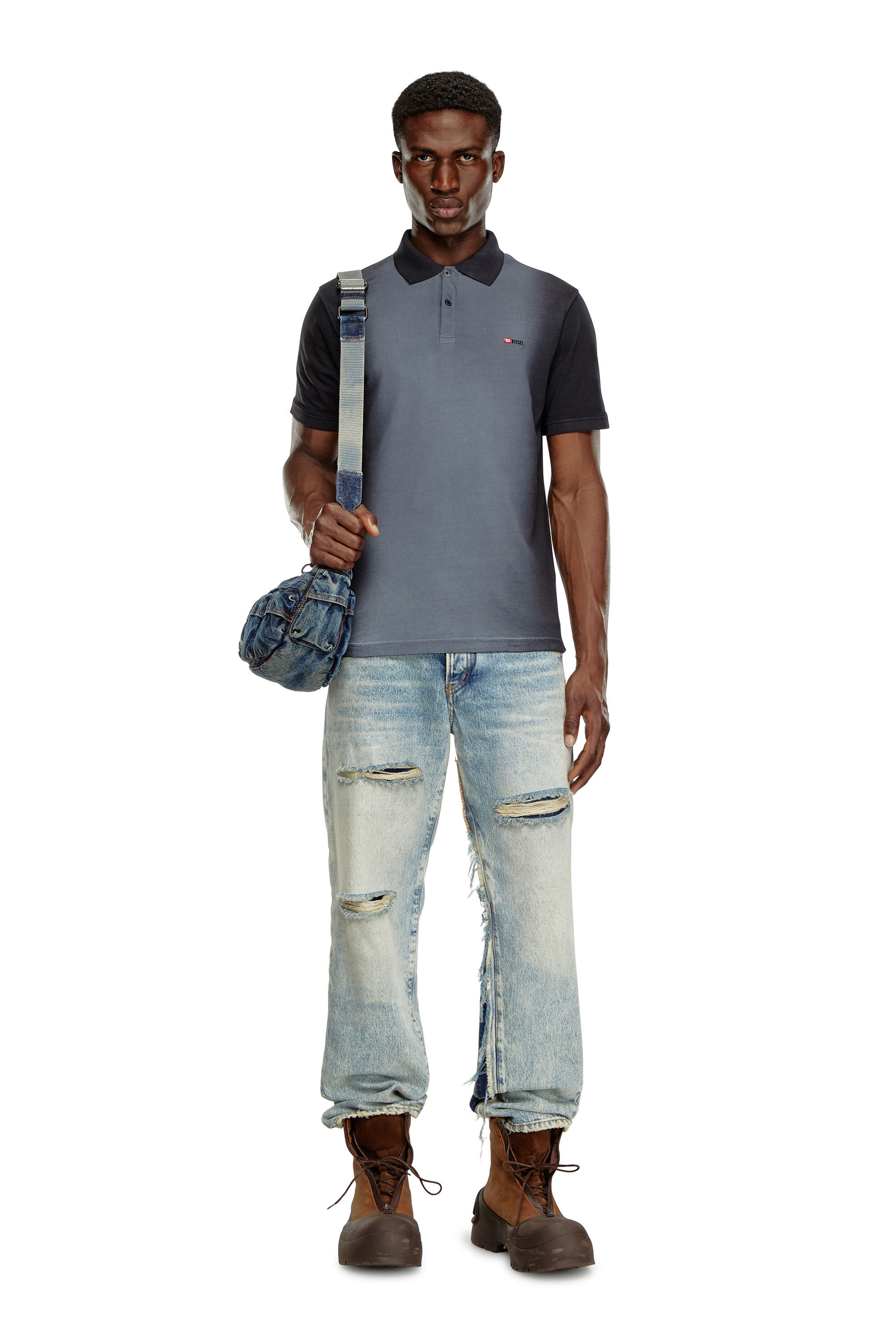 Diesel - T-REJUST-Q1, Polo avec traitement par pulvérisation Homme in Noir - 1