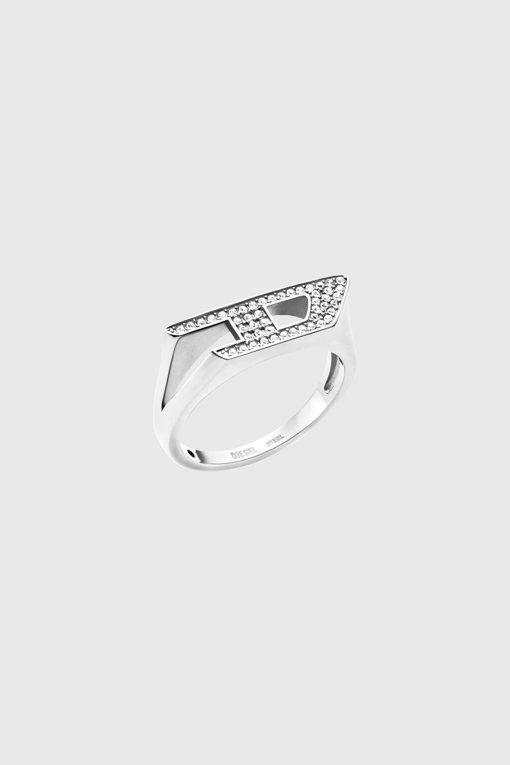 Diesel - DX1629040 JEWELLERY, Anillo sello de acero inoxidable con brillo Unisex in Plateado - 1