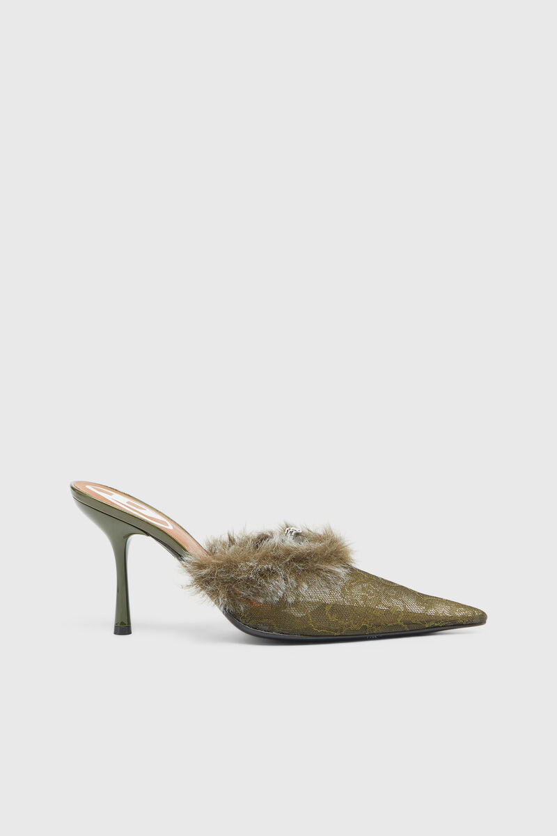 D-Jewels - Mules in nylon with fuzzy trim