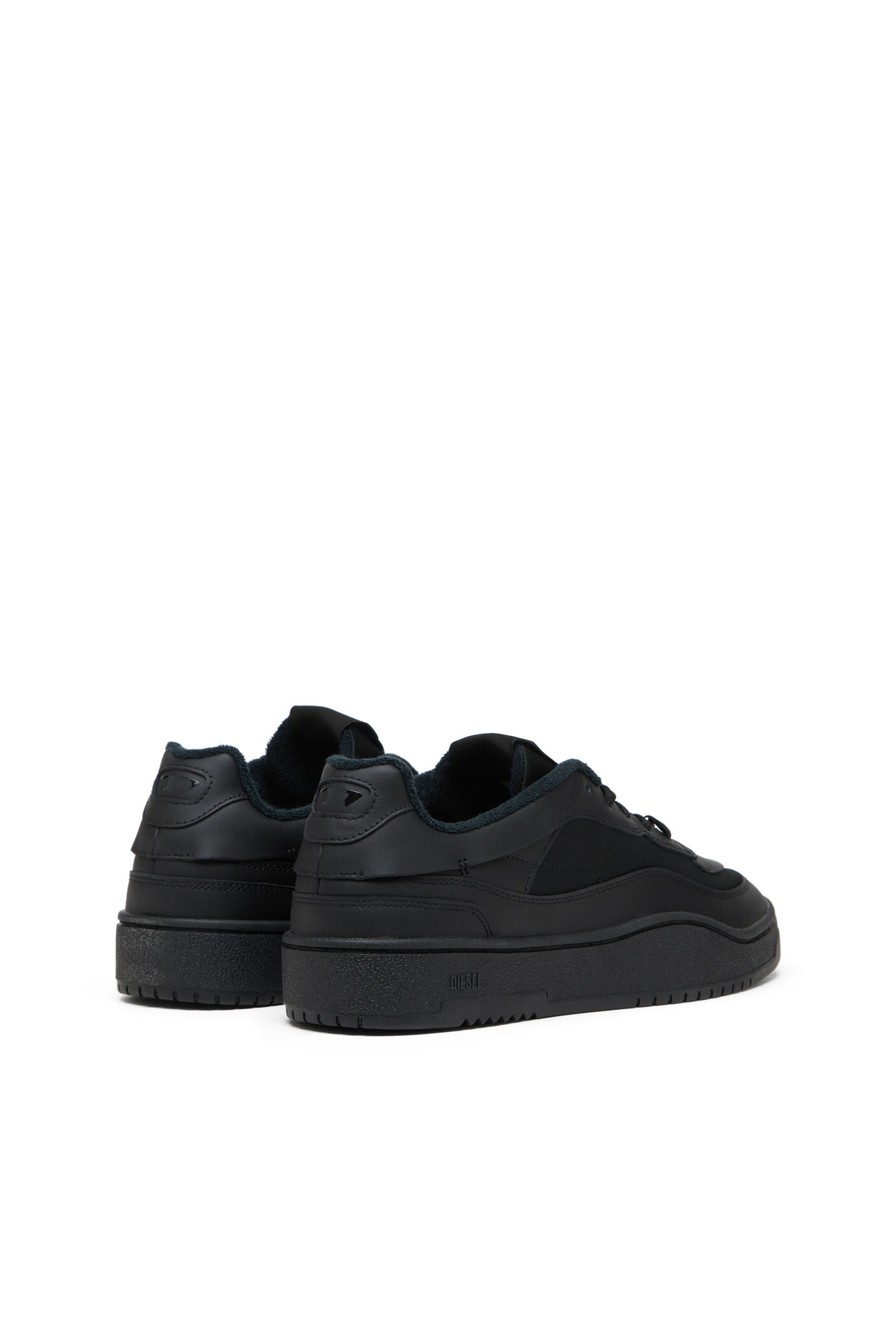Men's S-Oval Skate-Fabric-panelled leather sneakers | Black