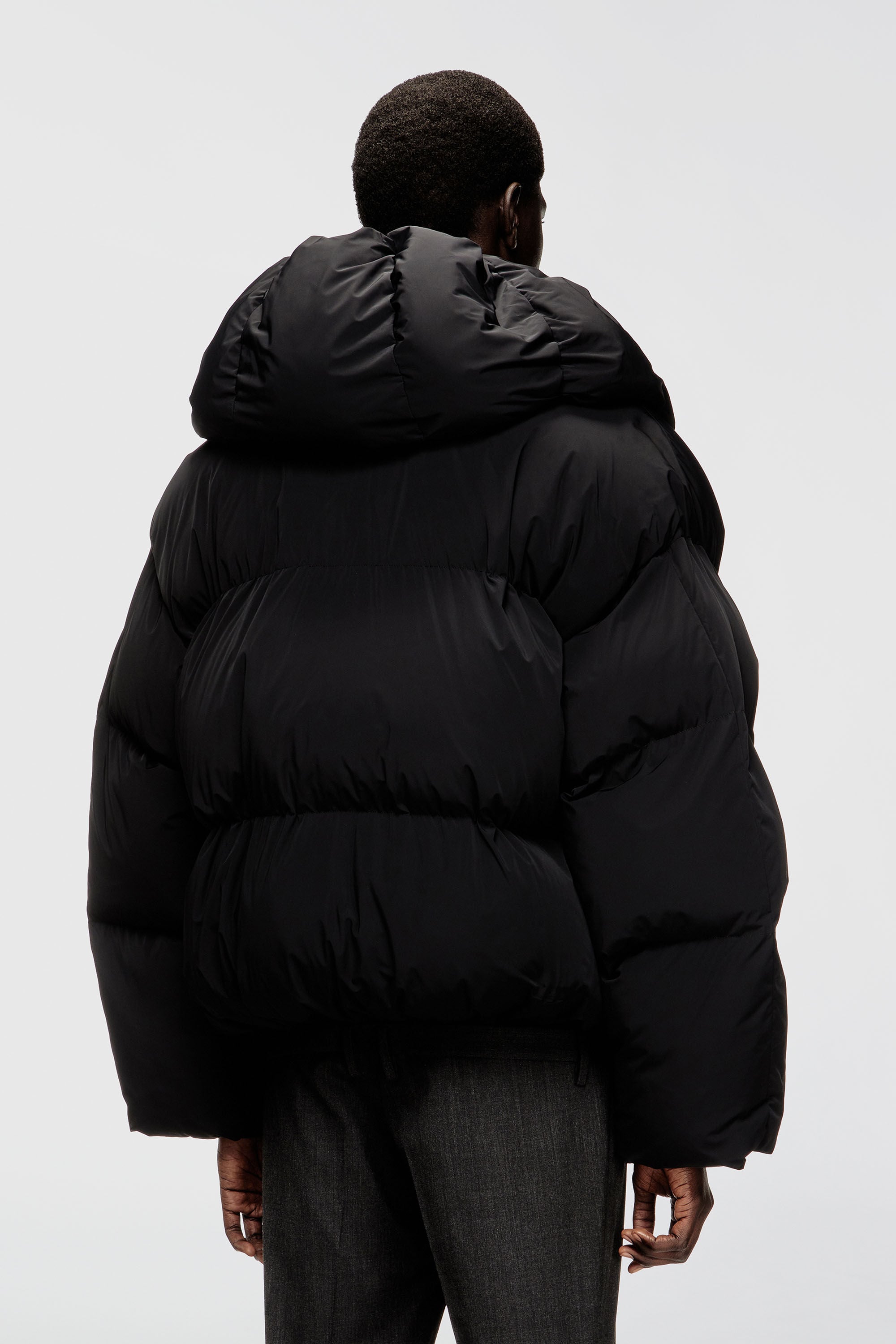 Men's Wrap puffer jacket in stretch nylon | Black | Diesel MX