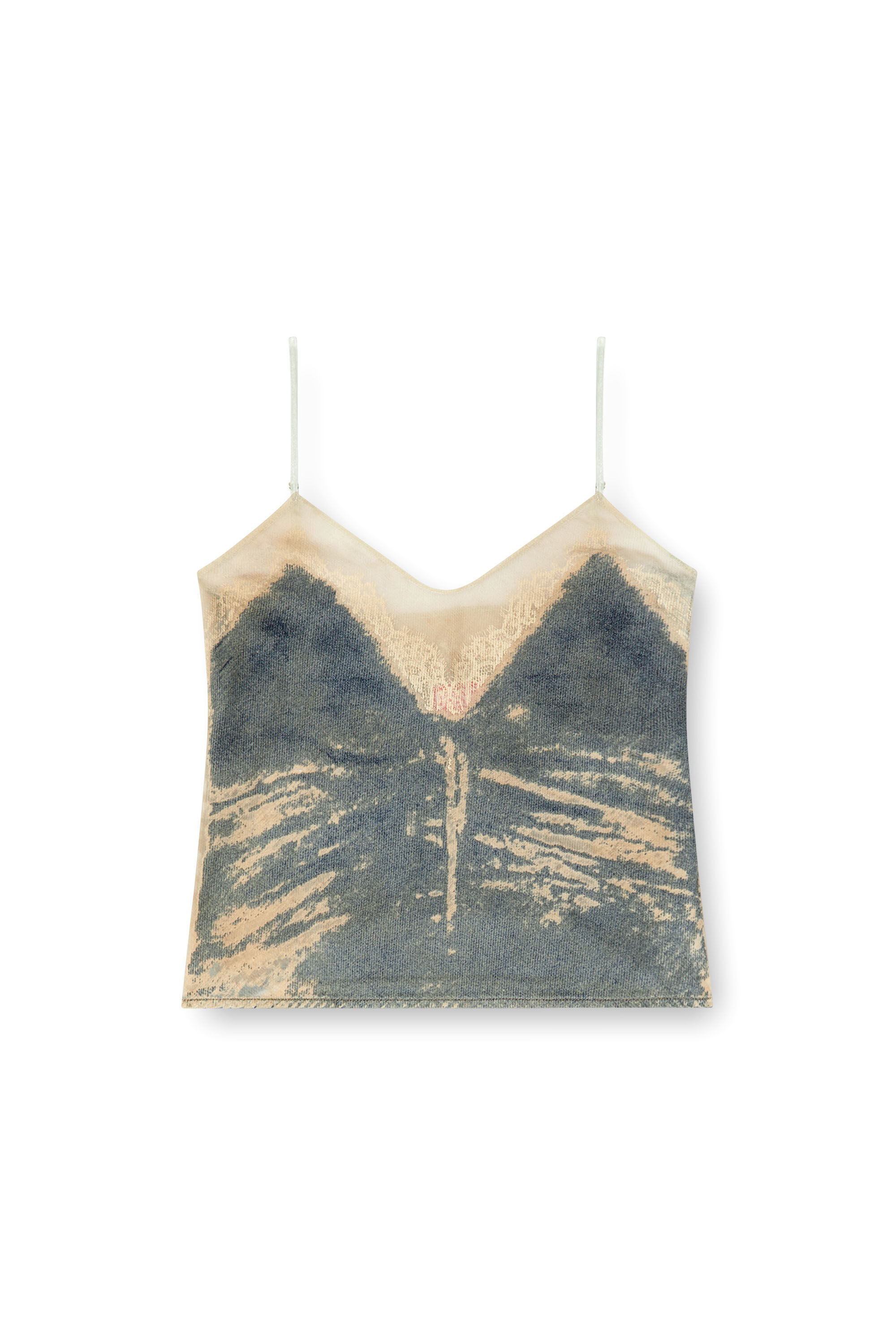 Diesel - DE-TRE-FSF, Woman's Strappy top in floating devor&eacute; denim in Medium blue - 2