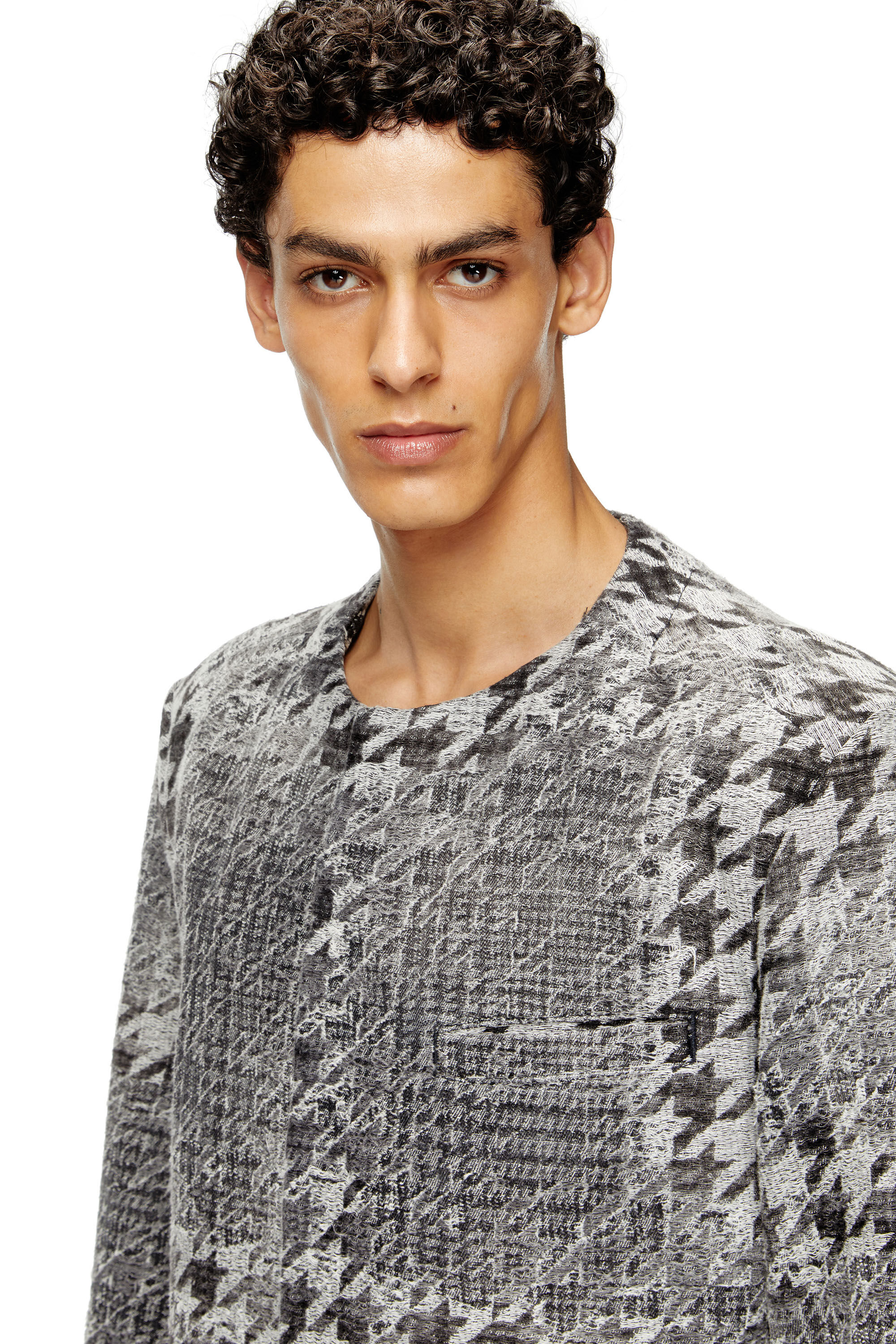 Diesel - D-LOT-FSH, Manteau en denim jacquard motif Prince-de-Galles Mixte in Noir - 4