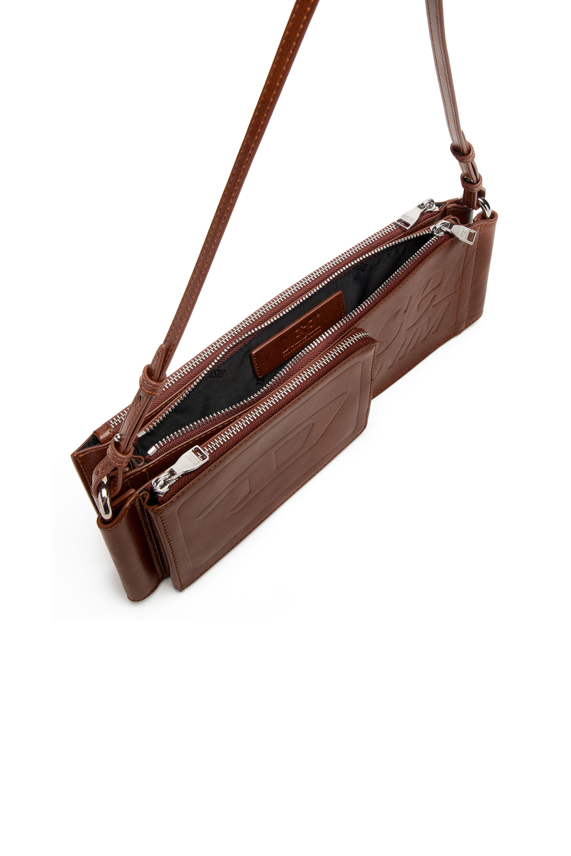 Women's Flag-D-Modular logo-embossed shoulder bag | Brown | Diesel