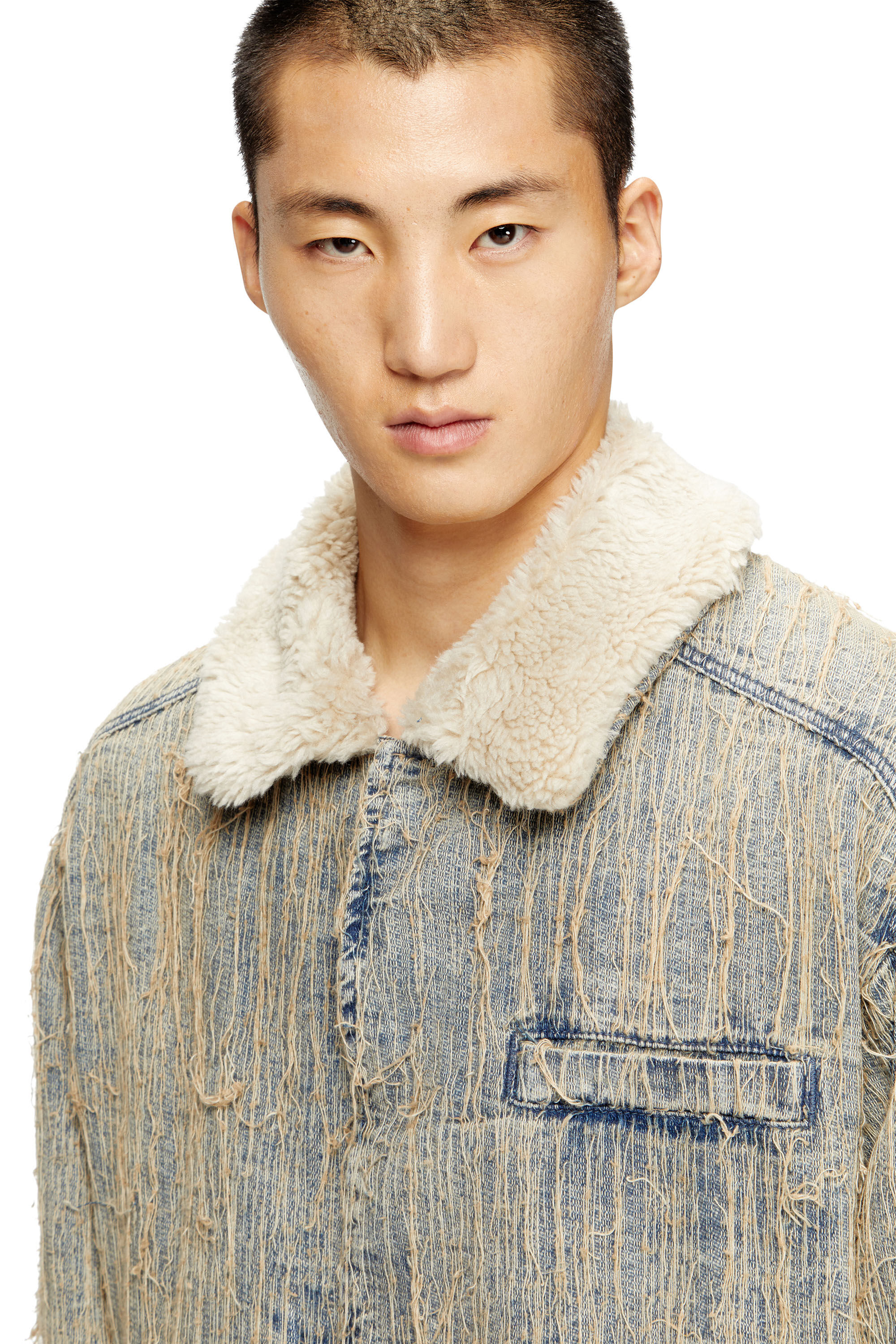 Diesel - D-IVAR-S, Male's Jacket in floating-thread jacquard denim in Light Blue - 4