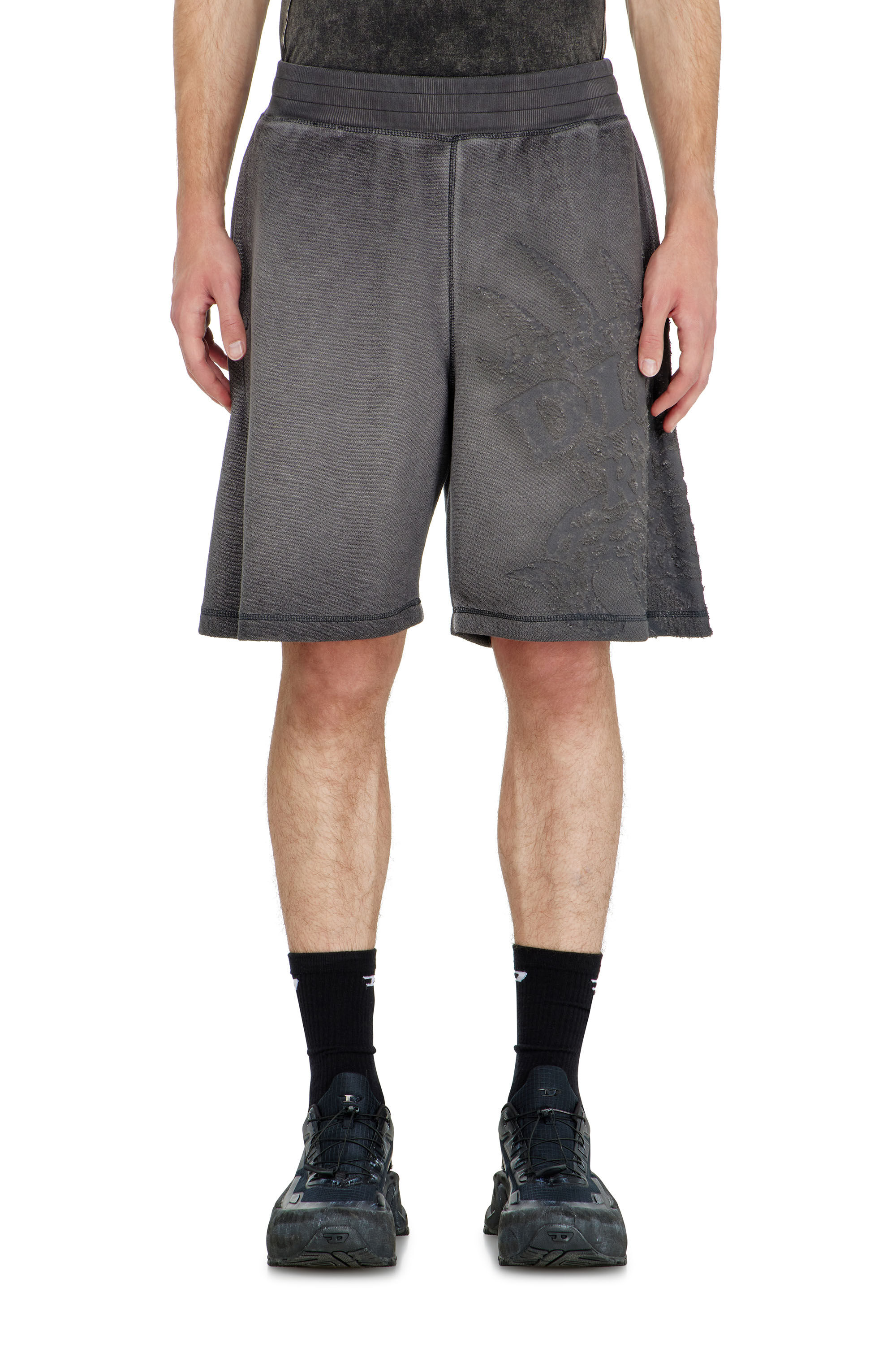 Diesel - P-RAWCROW, Male's Sweatshorts with d&eacute;vor&eacute; motifs in null - 3