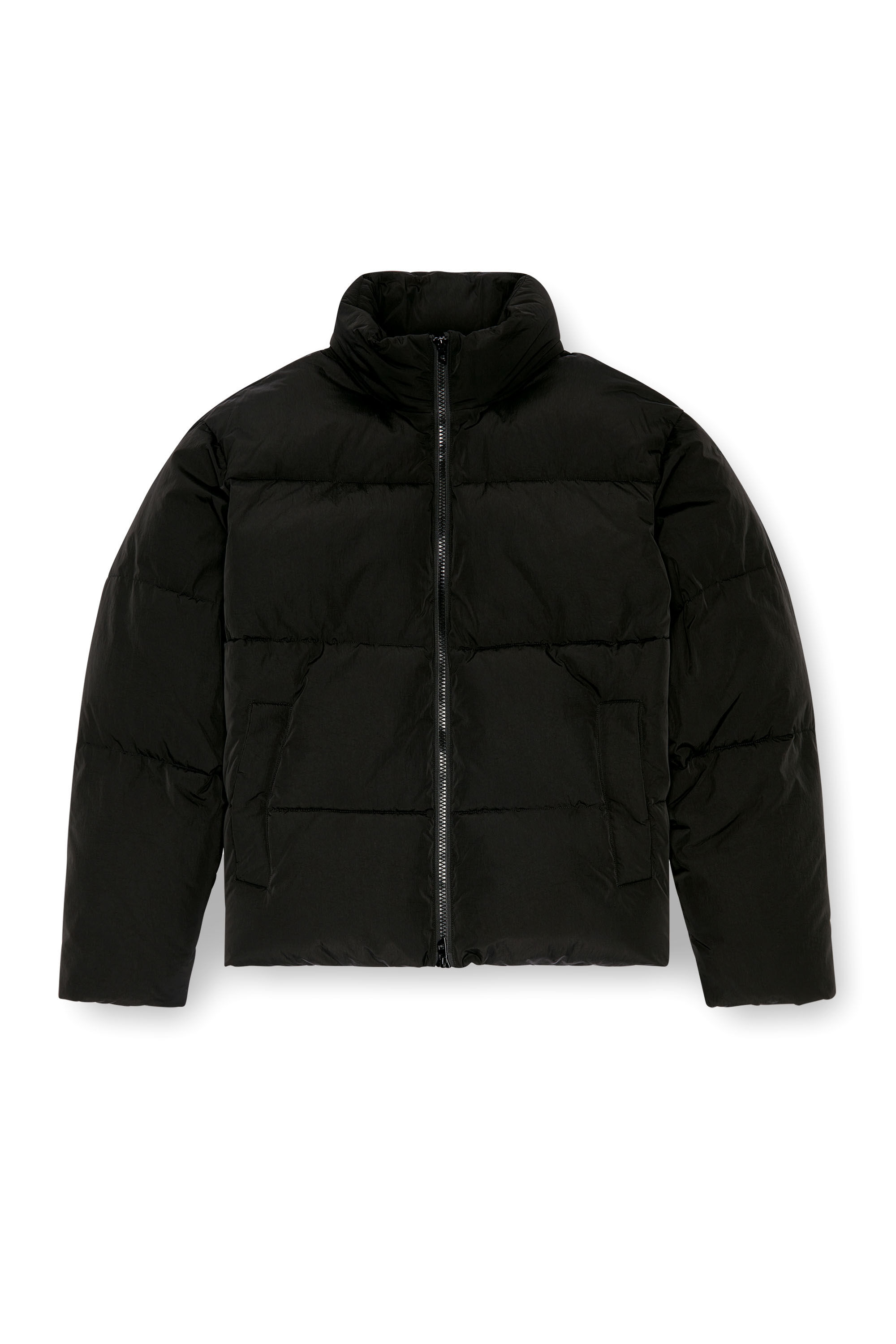 Diesel - W-RAVEEL, Veste doudoune à capuche en nylon froissé Homme in Noir - 2