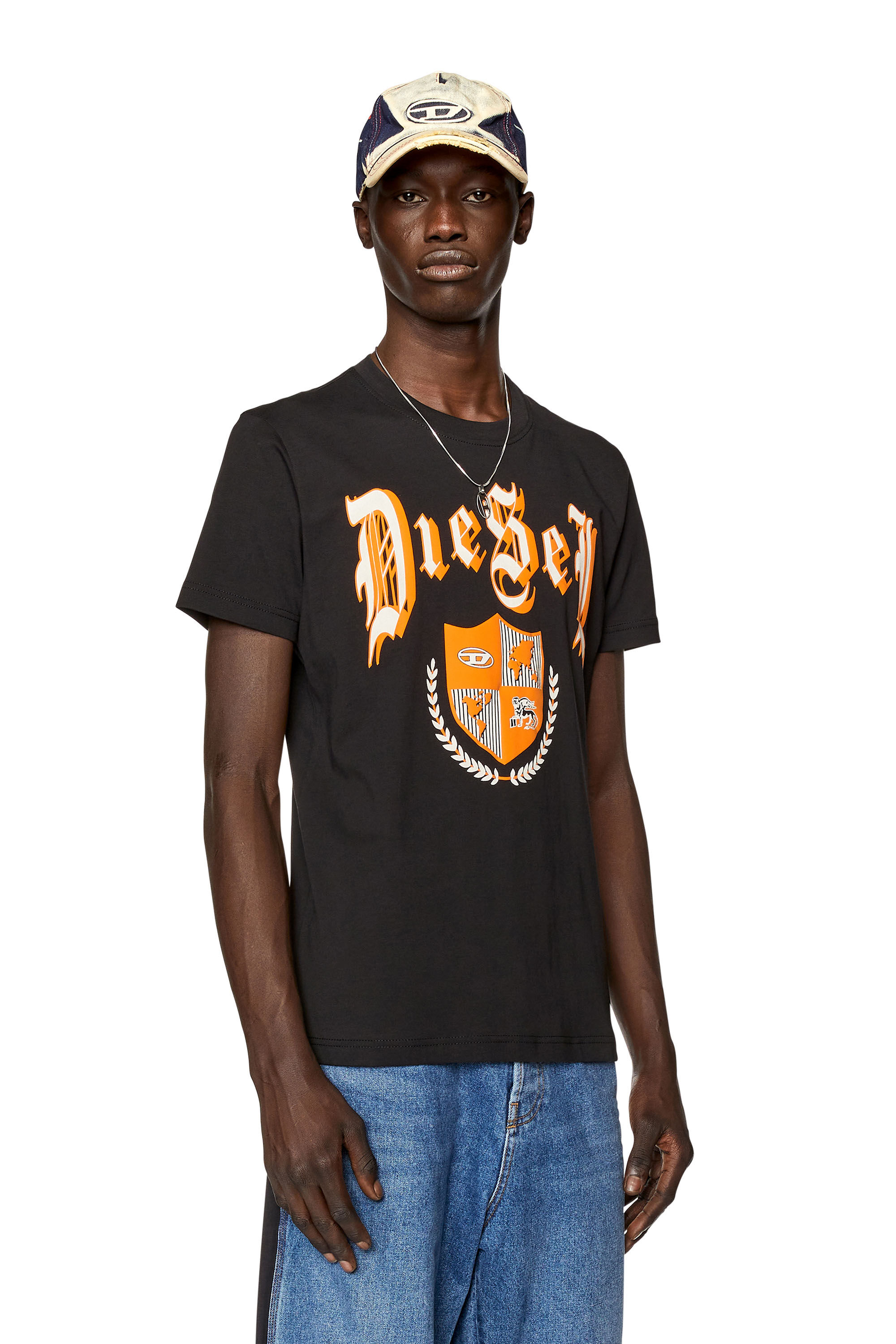 Men's T-shirt with Diesel shield print | Black | Diesel