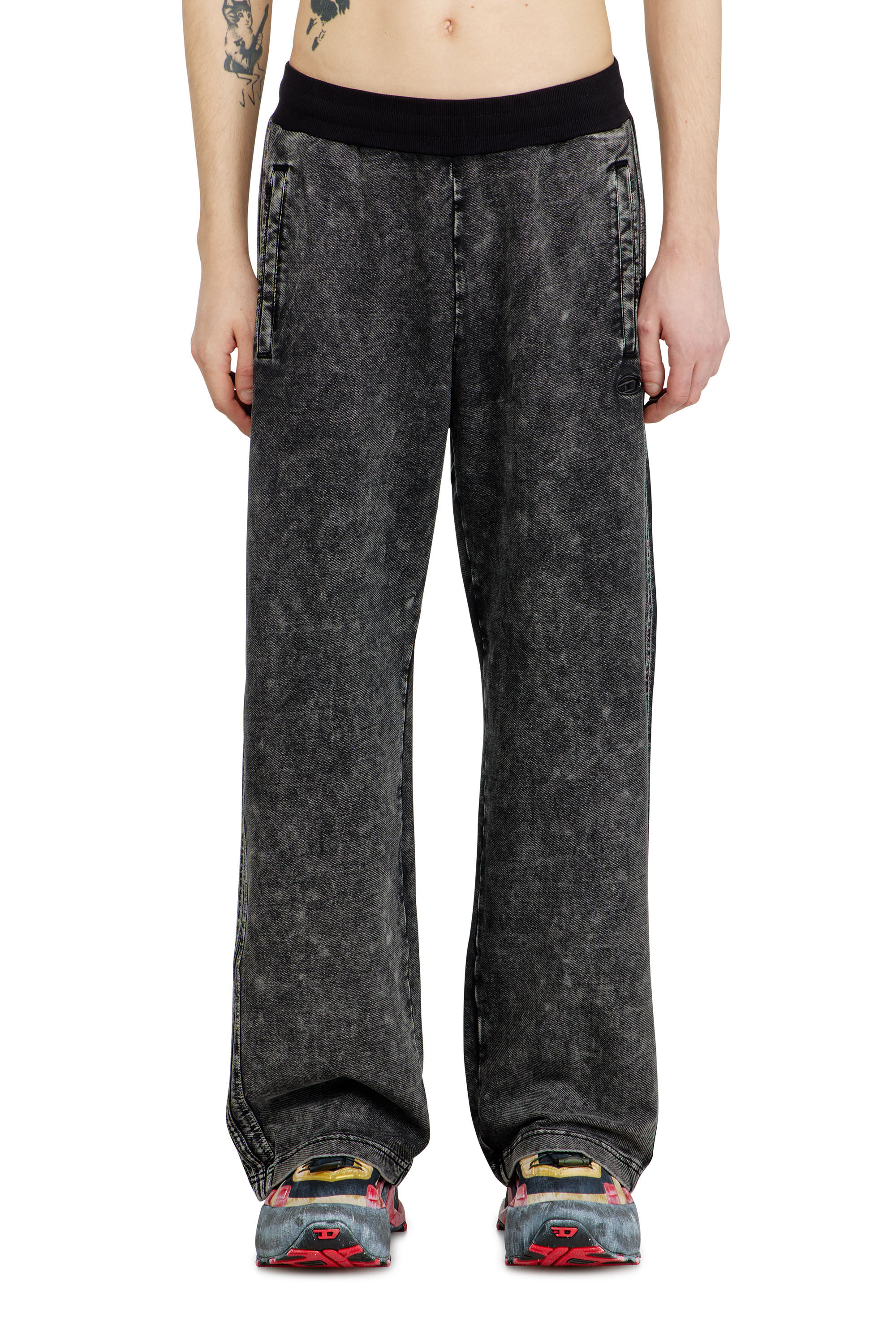 Diesel - P-ALT, Male's Denim-look sweatpants with side bands in null - 2