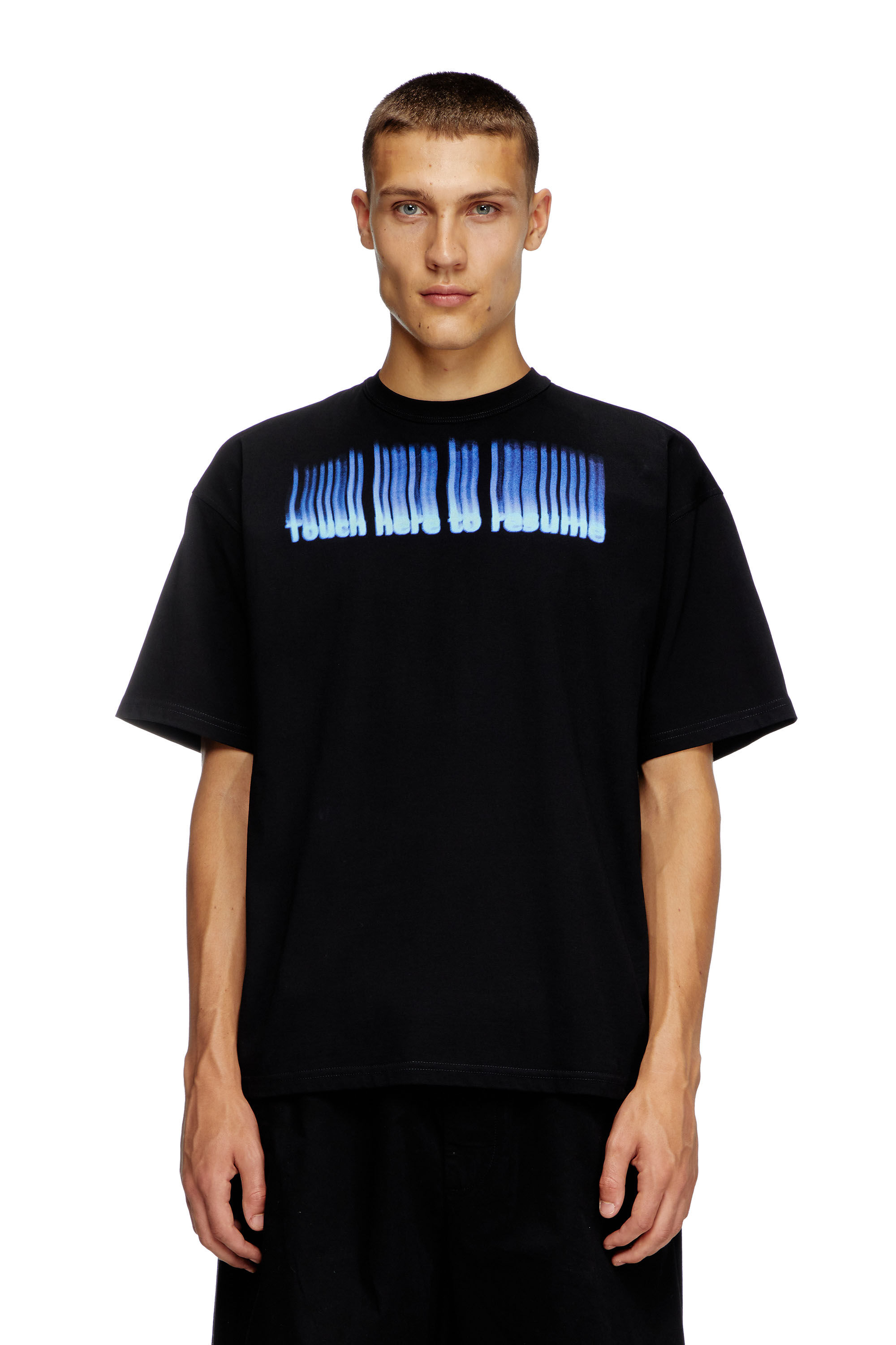 Diesel - T-BOXT-R14, Male's T-shirt with slogan print in Black - 3