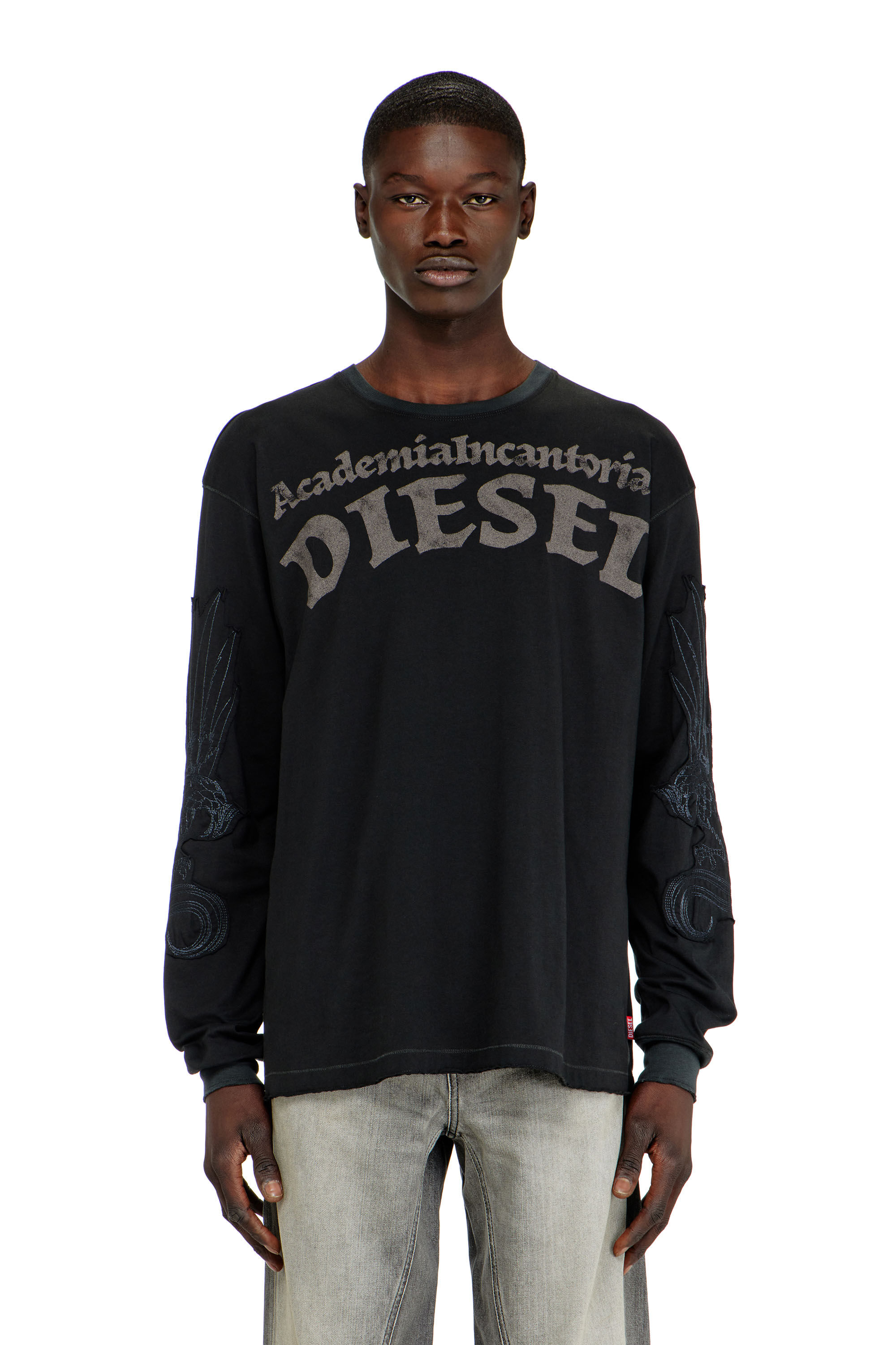 Diesel - T-NORM-LS-AA3, Male's Long-sleeve T-shirt with prints and patches in Black - 3